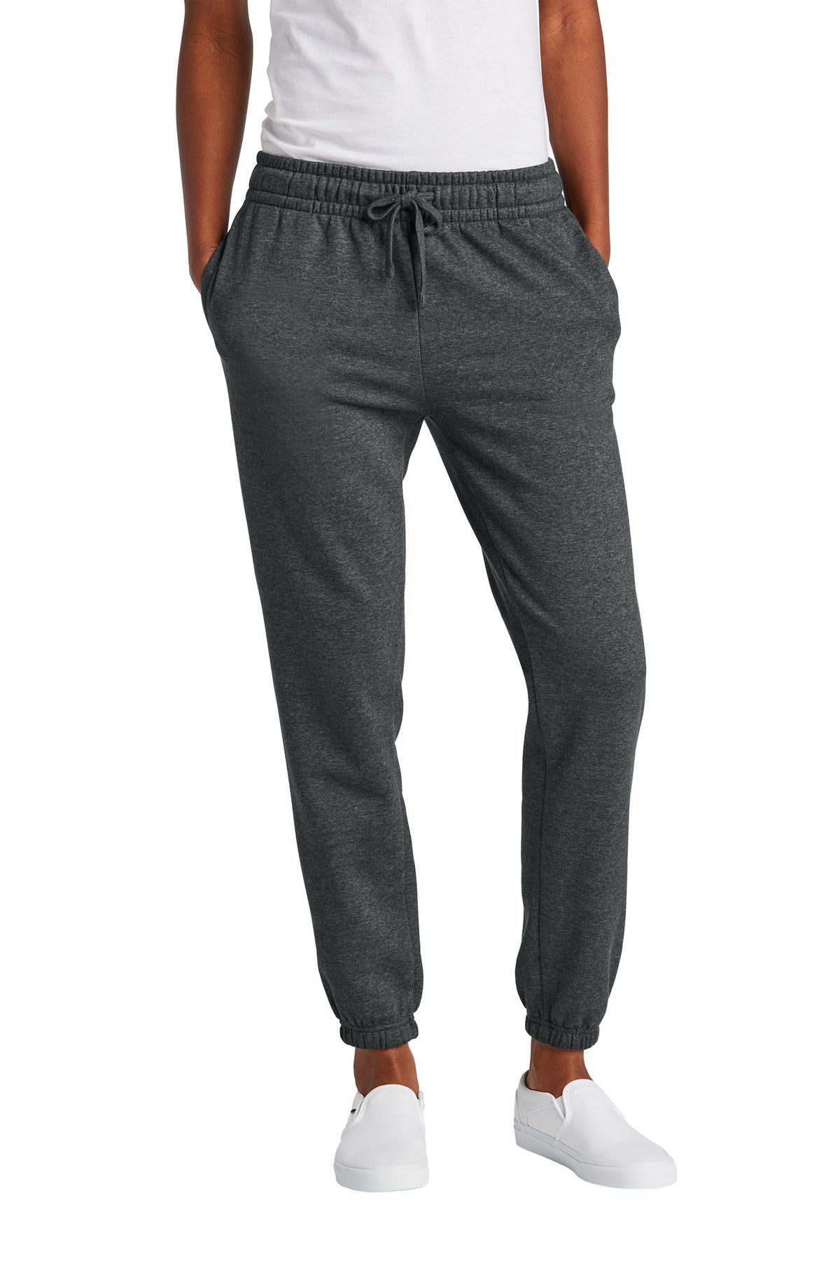 Custom logo District® Women's V.I.T.™ Fleece Sweatpant DT6110 in Heathered Charcoal