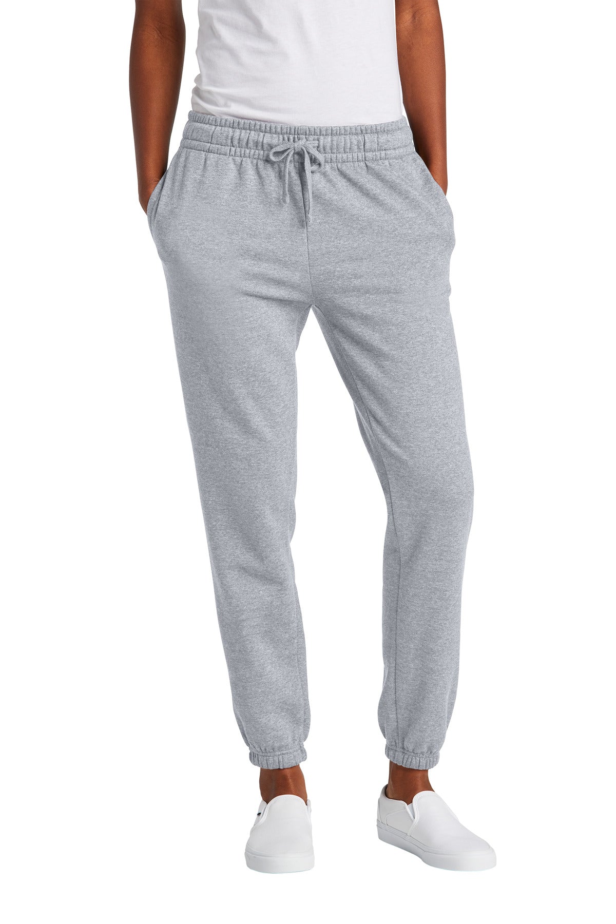 Custom logo District® Women's V.I.T.™ Fleece Sweatpant DT6110 in Light Heather Grey