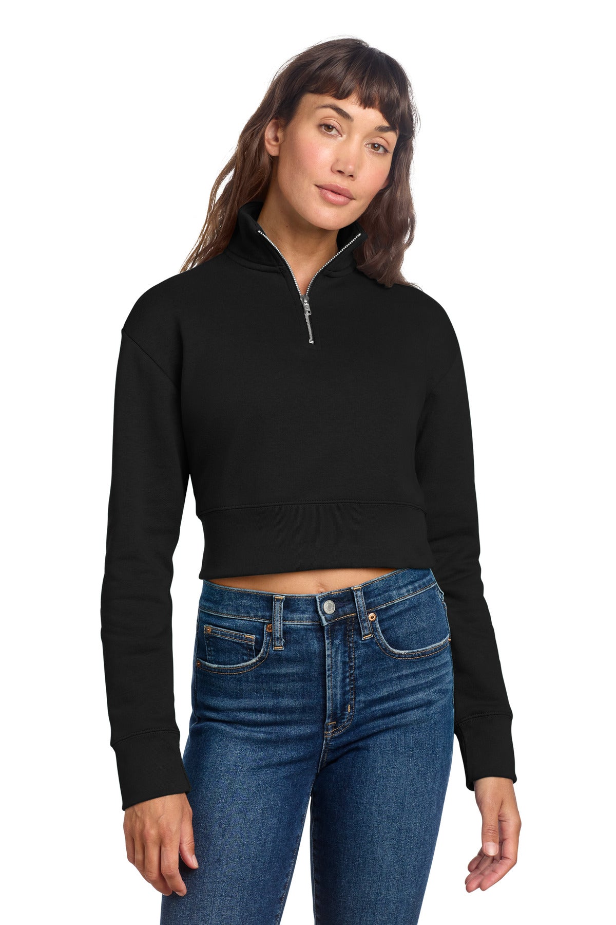 Custom logo District® Women's V.I.T.™ Fleece 1/2-Zip DT6111 in Black