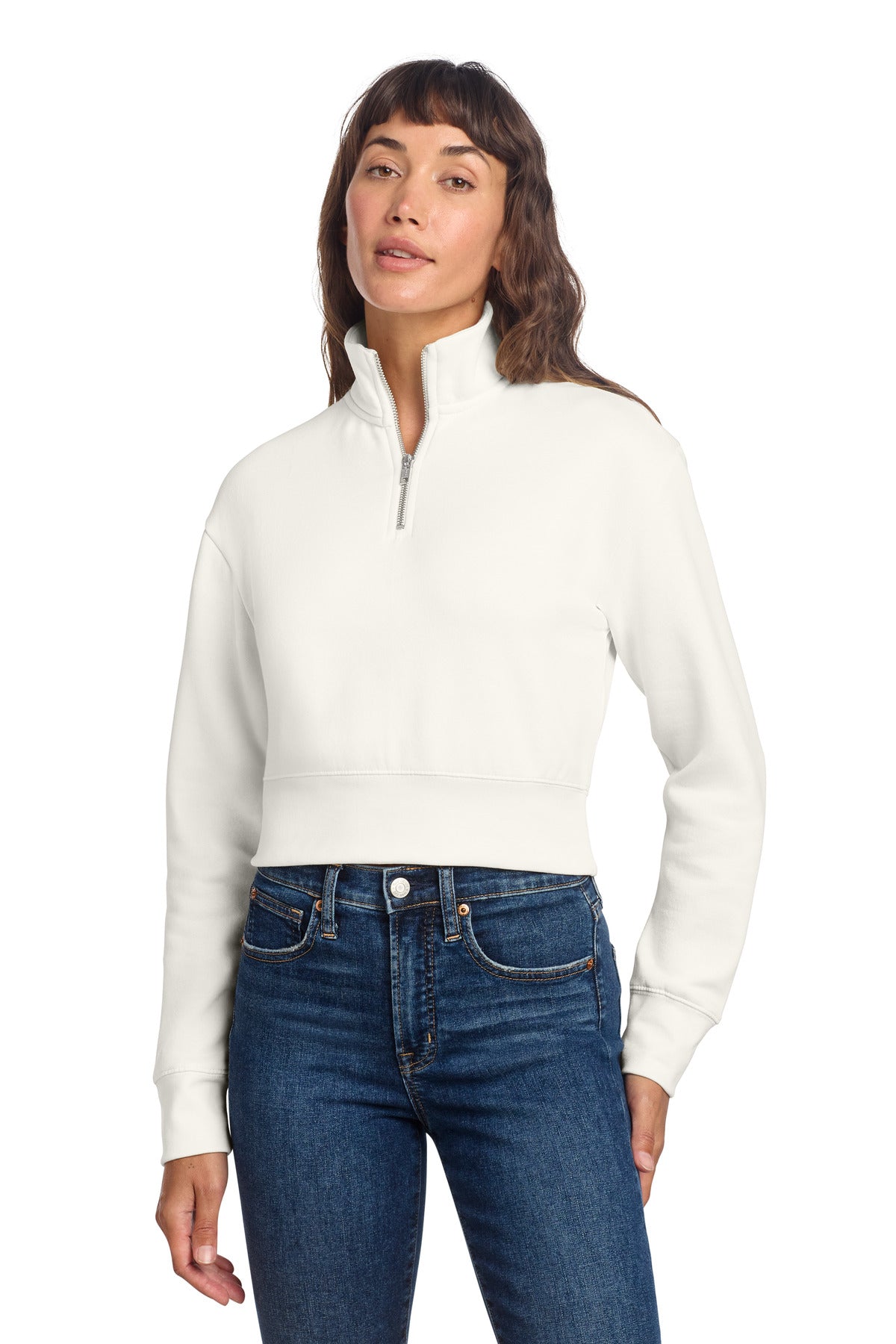 Custom logo District® Women's V.I.T.™ Fleece 1/2-Zip DT6111 in Gardenia