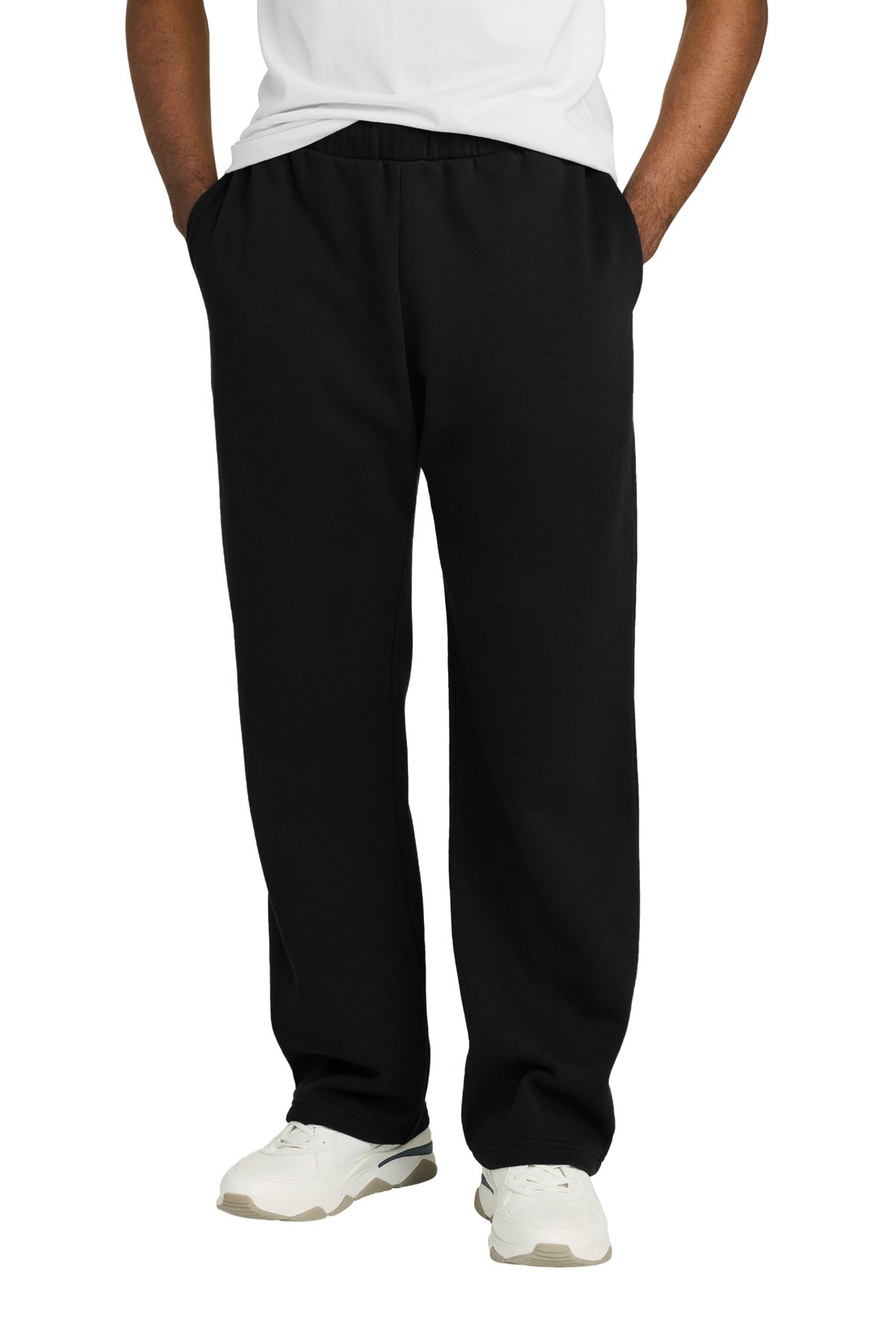 Custom logo District® V.I.T.™ Fleece Open-Bottom Sweatpant DT6117 in Black