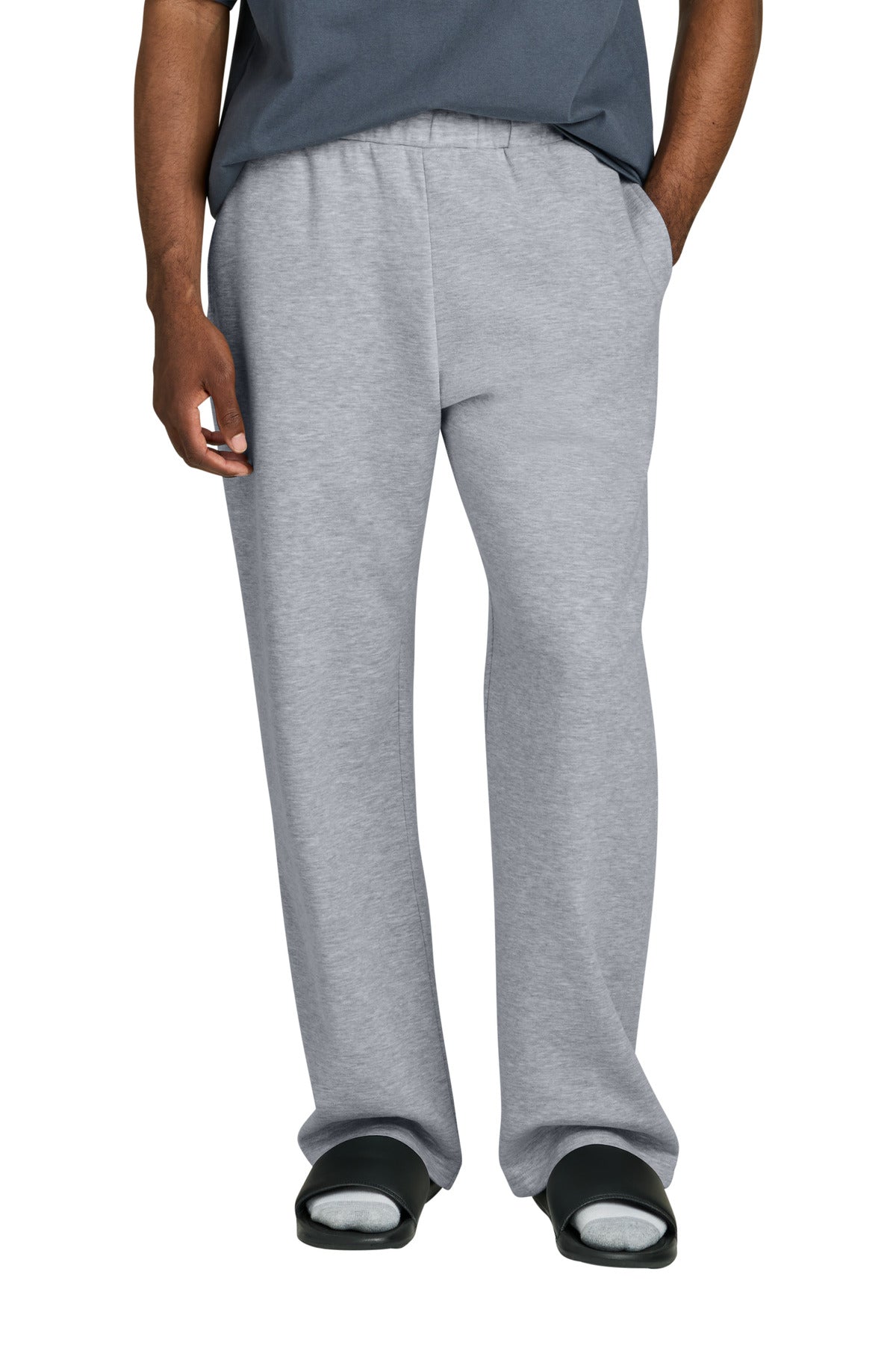 Custom logo District® V.I.T.™ Fleece Open-Bottom Sweatpant DT6117 in Light Heather Grey