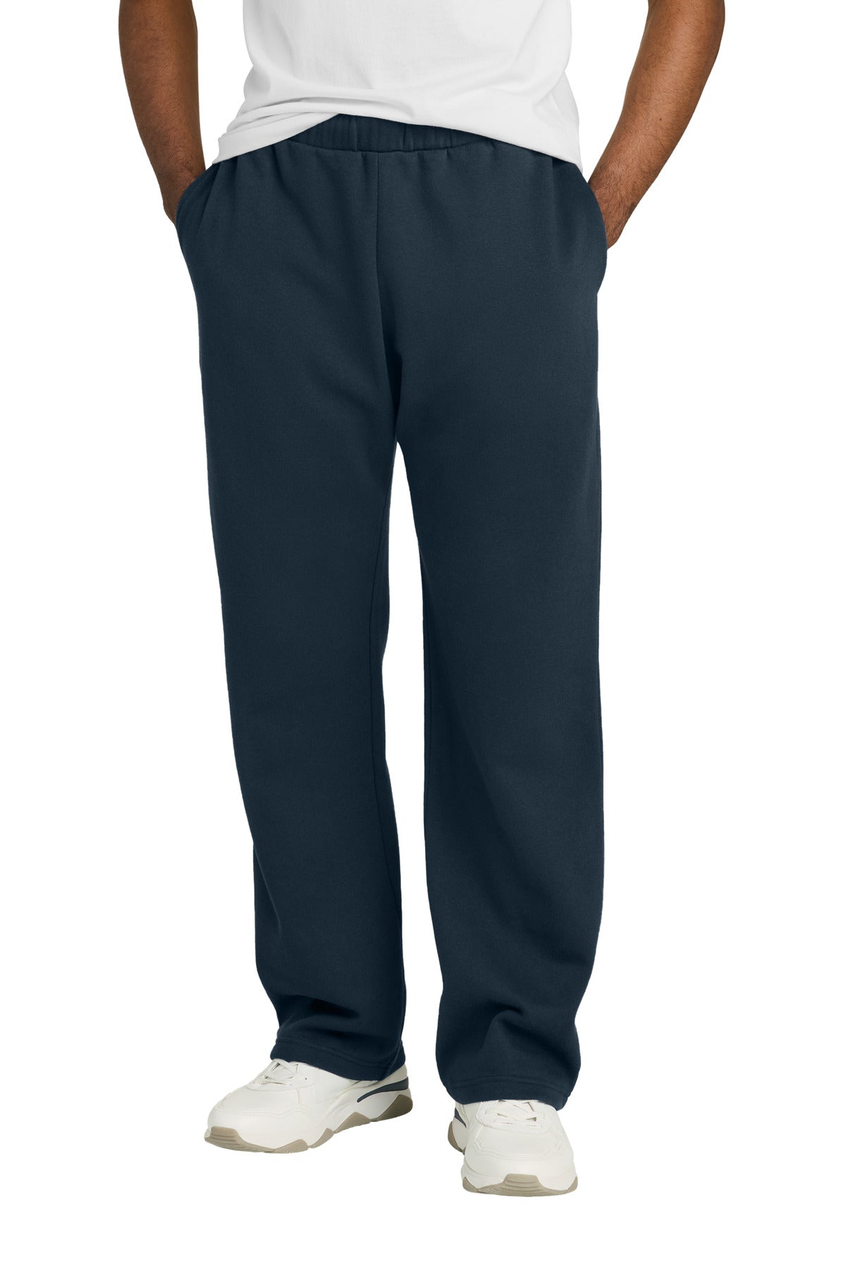 Custom logo District® V.I.T.™ Fleece Open-Bottom Sweatpant DT6117 in New Navy