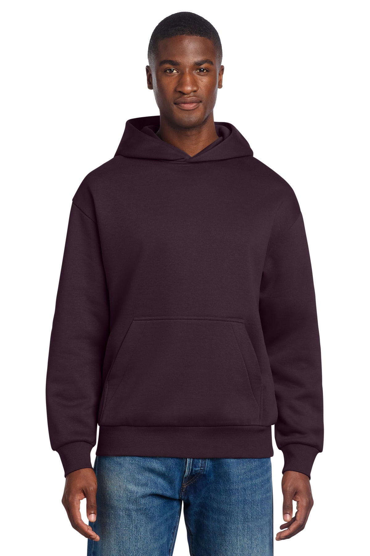 Custom logo District® V.I.T.™ Heavyweight Fleece Hoodie DT6150 in Bordeaux