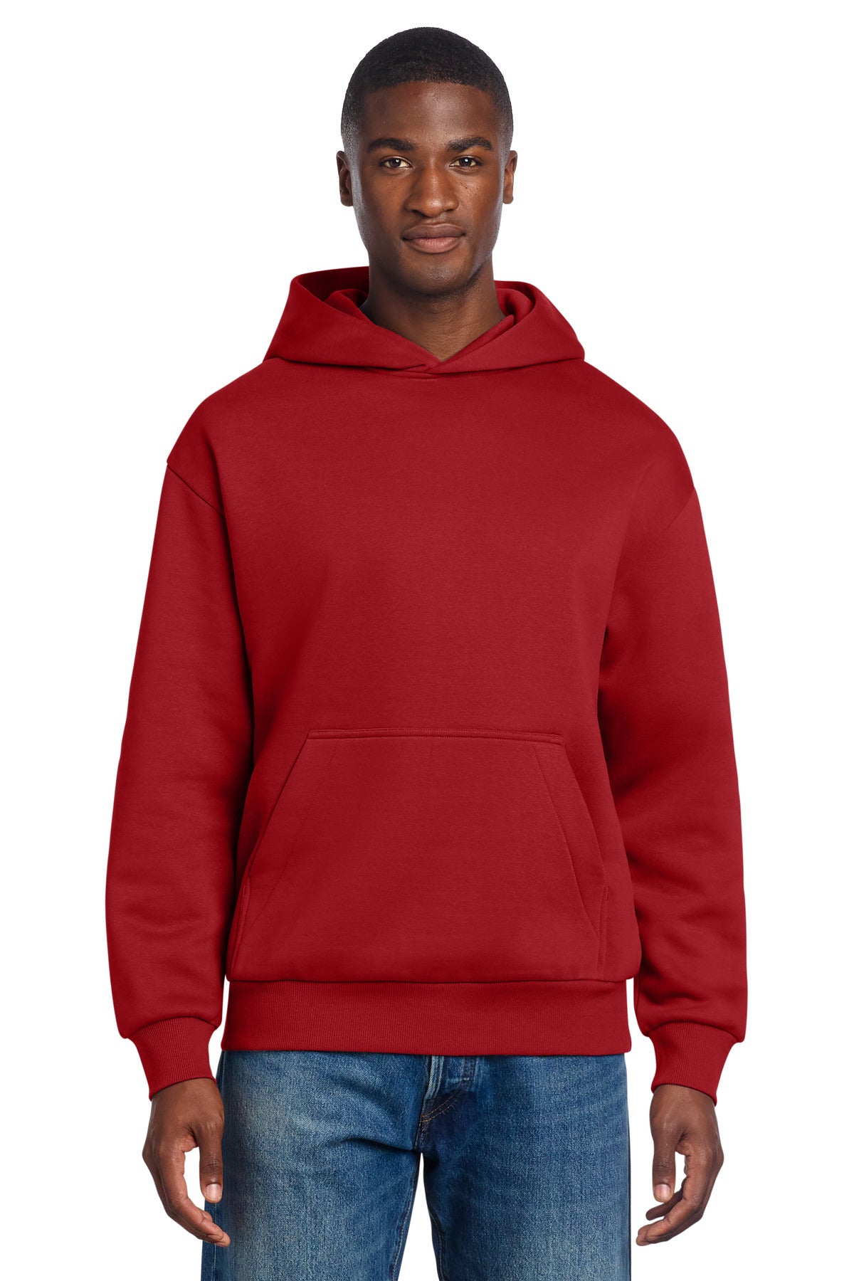 Custom logo District® V.I.T.™ Heavyweight Fleece Hoodie DT6150 in Classic Red