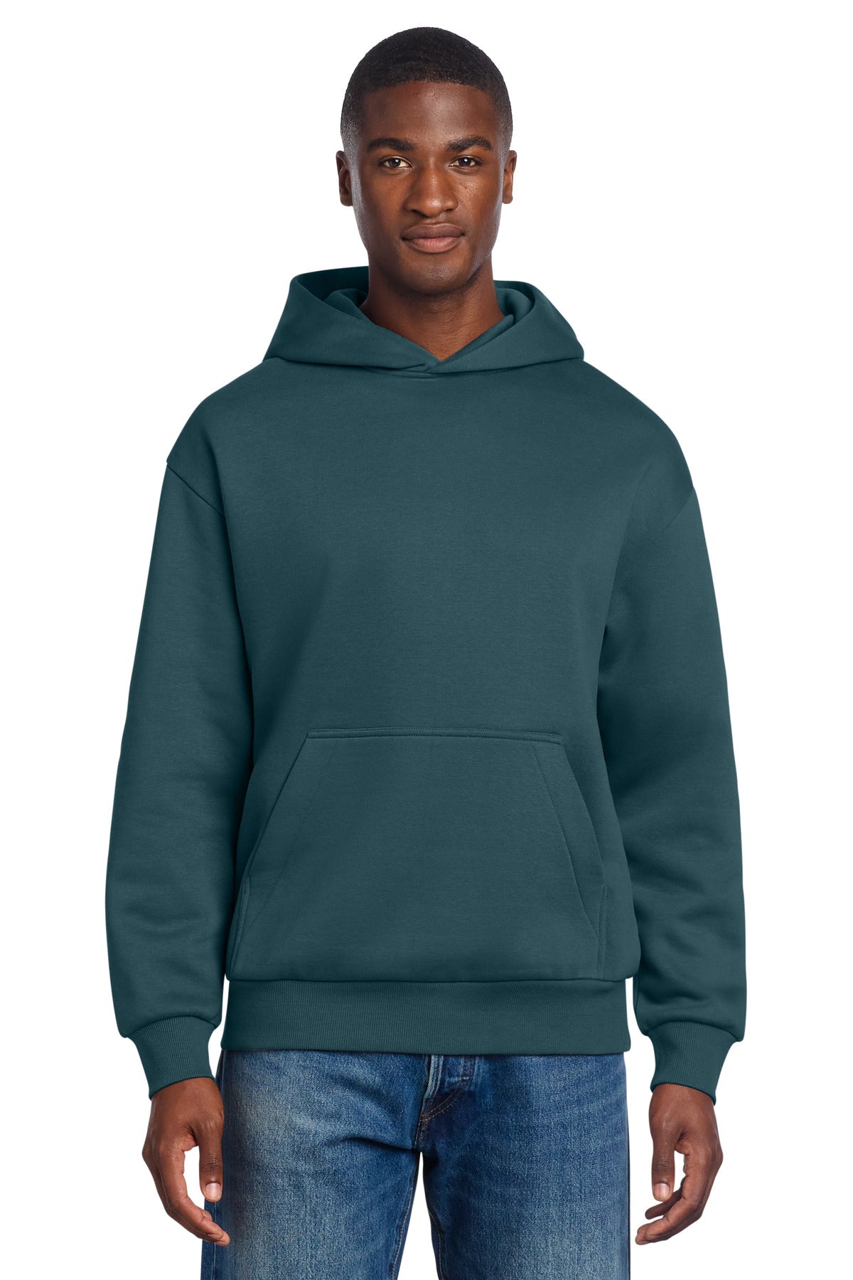 Custom logo District® V.I.T.™ Heavyweight Fleece Hoodie DT6150 in Deep Cyan