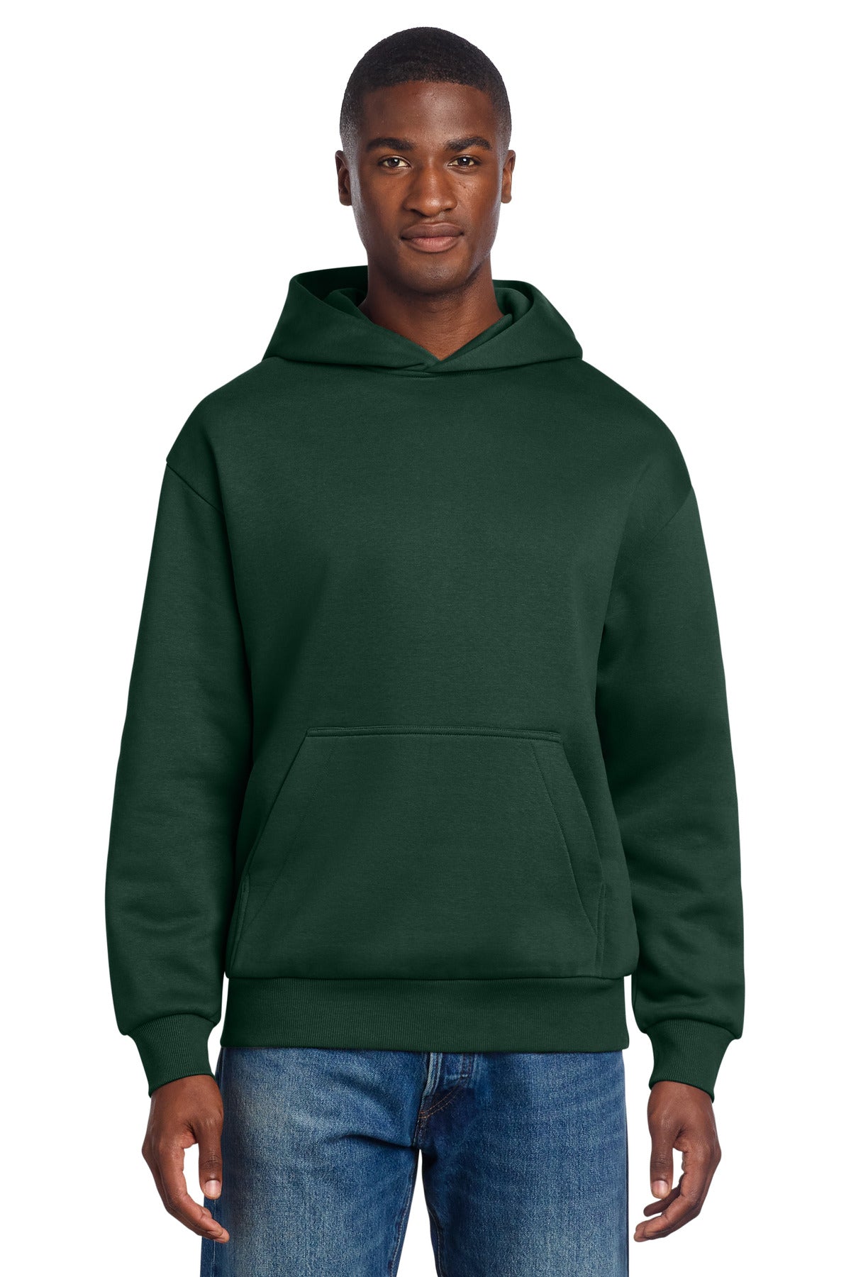 Custom logo District® V.I.T.™ Heavyweight Fleece Hoodie DT6150 in Forest Green
