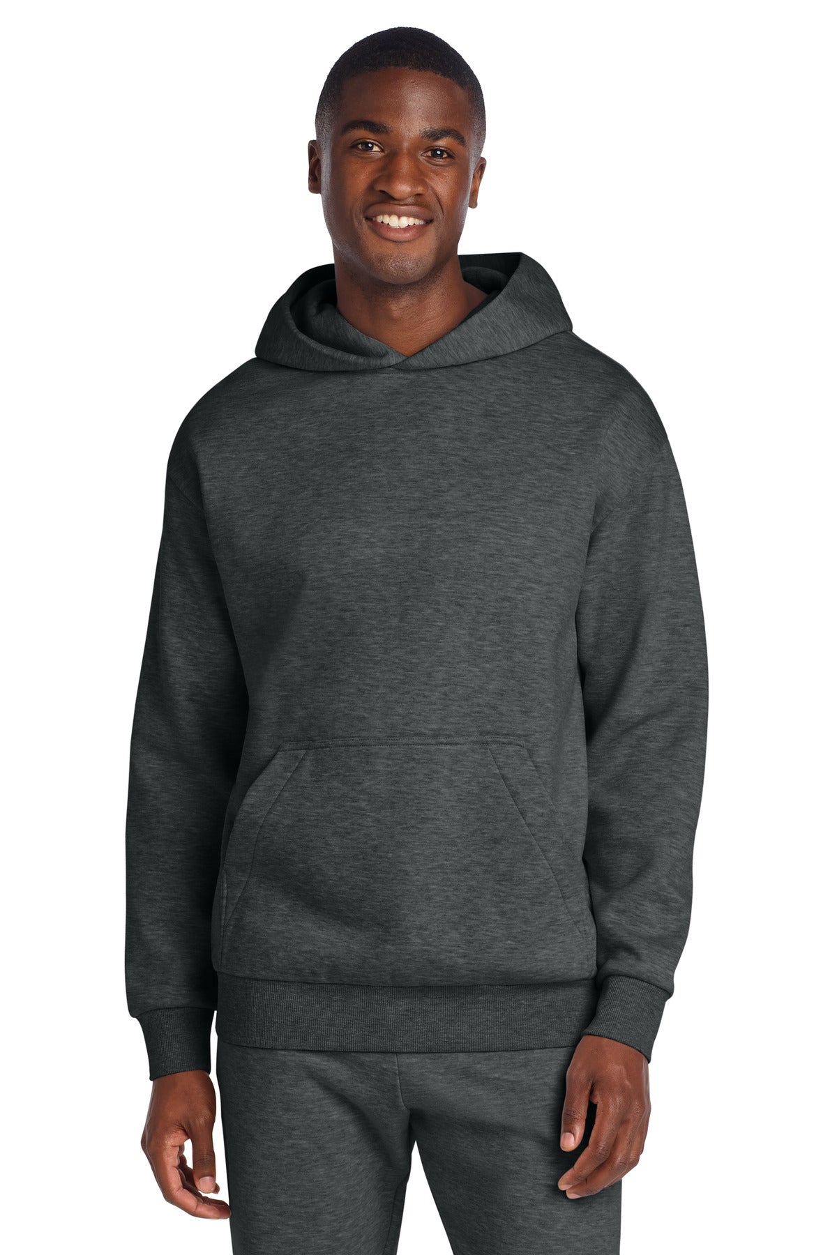 Custom logo District® V.I.T.™ Heavyweight Fleece Hoodie DT6150 in Heathered Charcoal