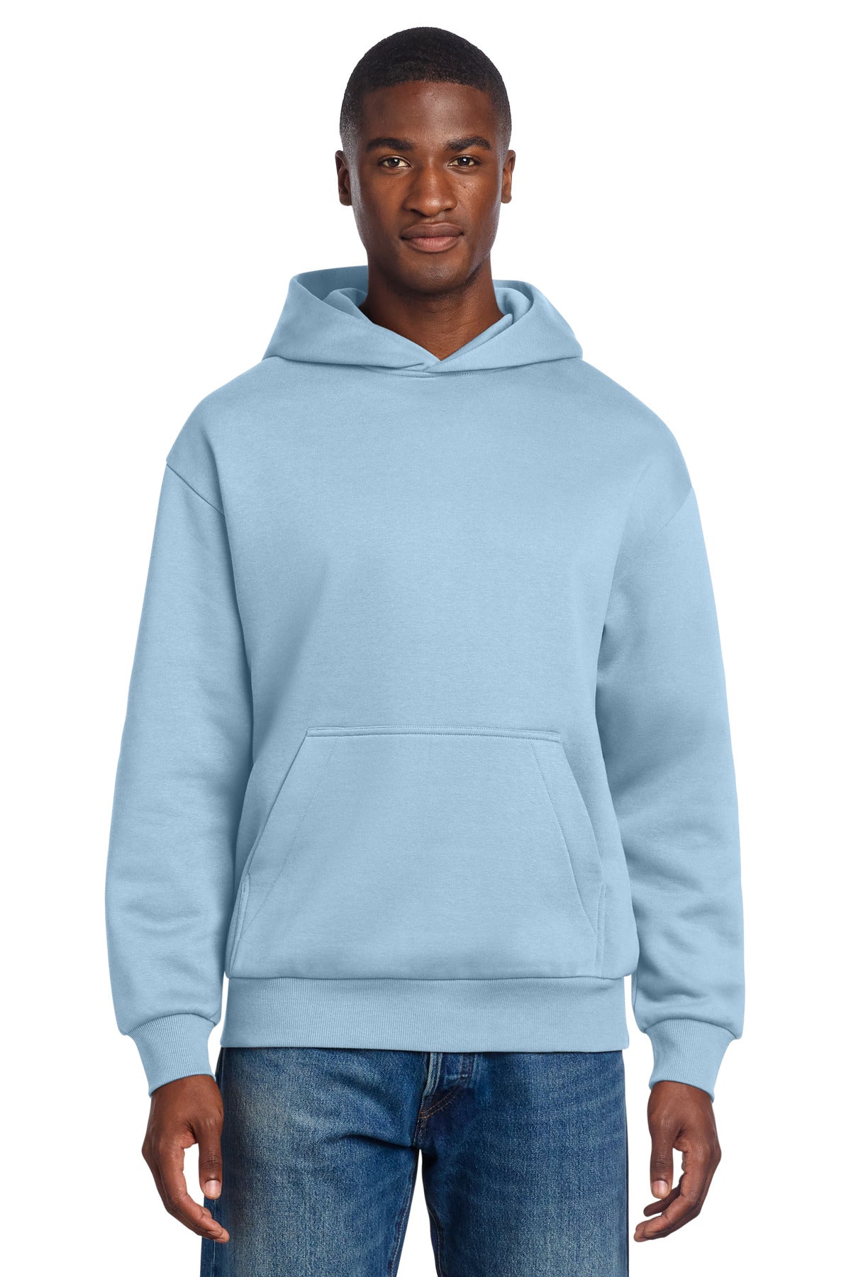 Custom logo District® V.I.T.™ Heavyweight Fleece Hoodie DT6150 in Ice Blue