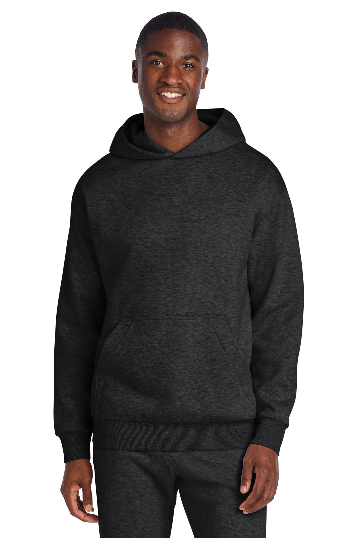 Custom logo District® V.I.T.™ Heavyweight Fleece Hoodie DT6150 in Jet Black Heather