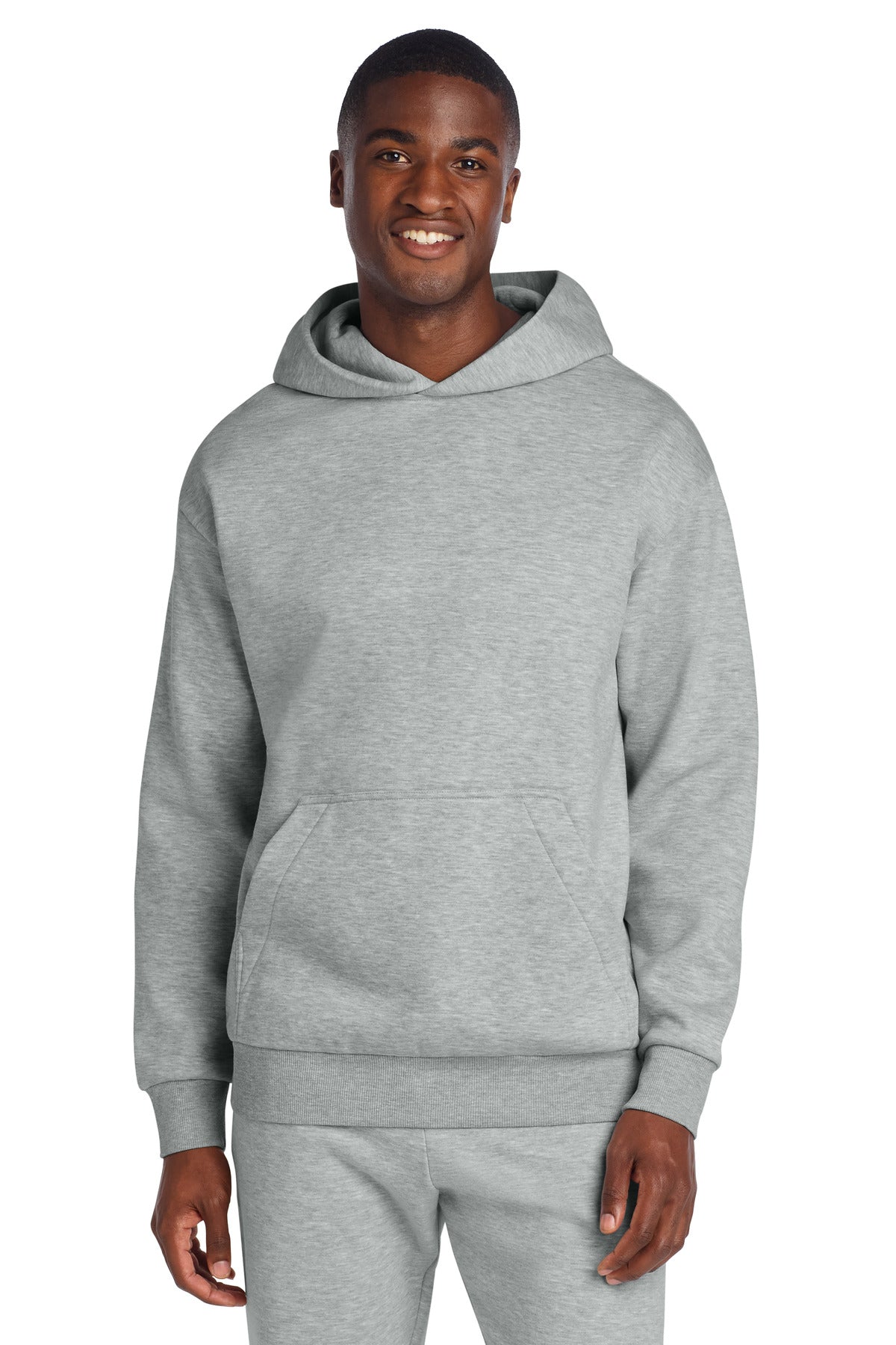 Custom logo District® V.I.T.™ Heavyweight Fleece Hoodie DT6150 in Light Heather Grey