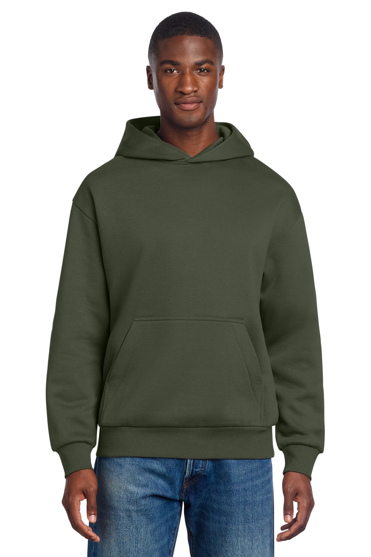 Custom logo District® V.I.T.™ Heavyweight Fleece Hoodie DT6150 in Olive
