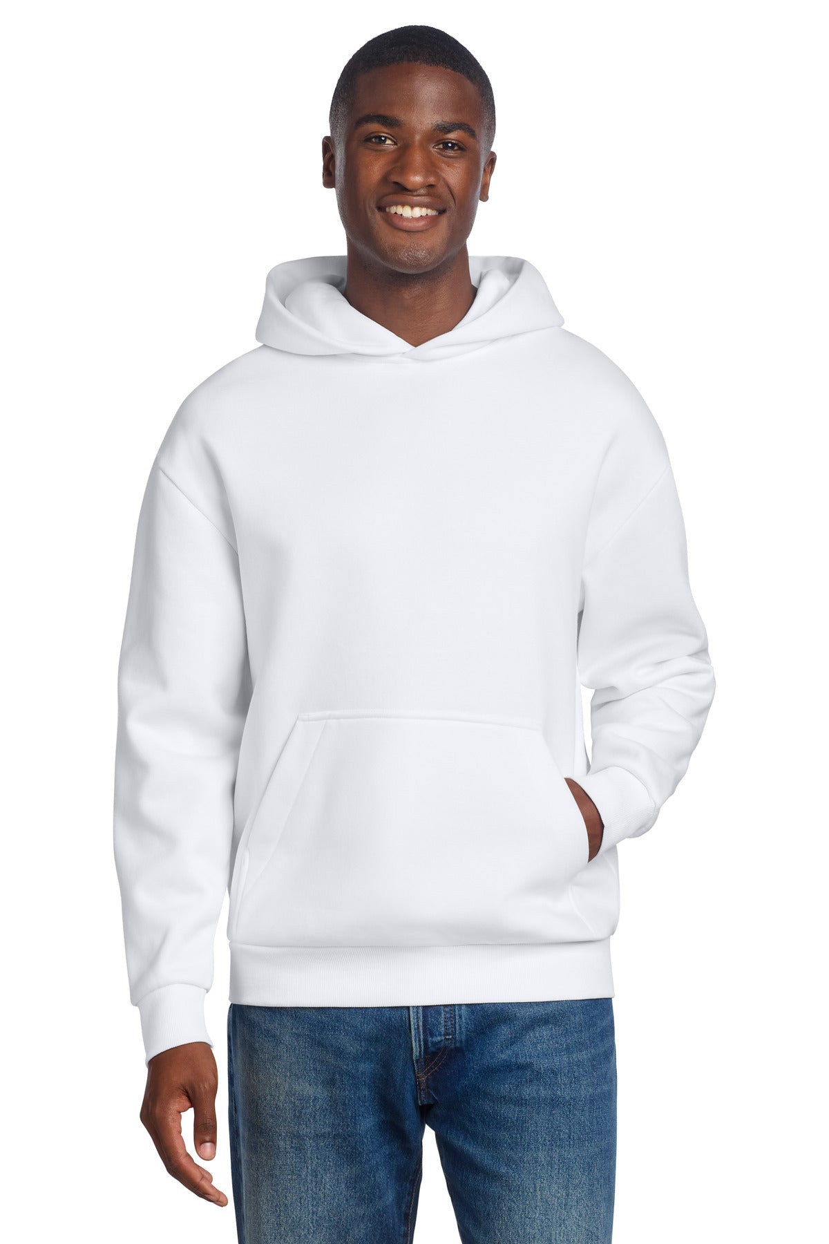 Custom logo District® V.I.T.™ Heavyweight Fleece Hoodie DT6150 in White