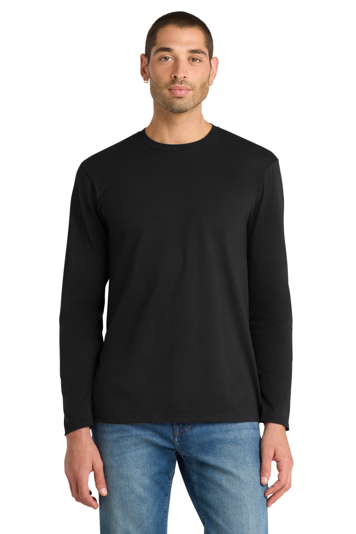 Custom logo District® Very Important Tee® Long Sleeve. DT6200 in Black