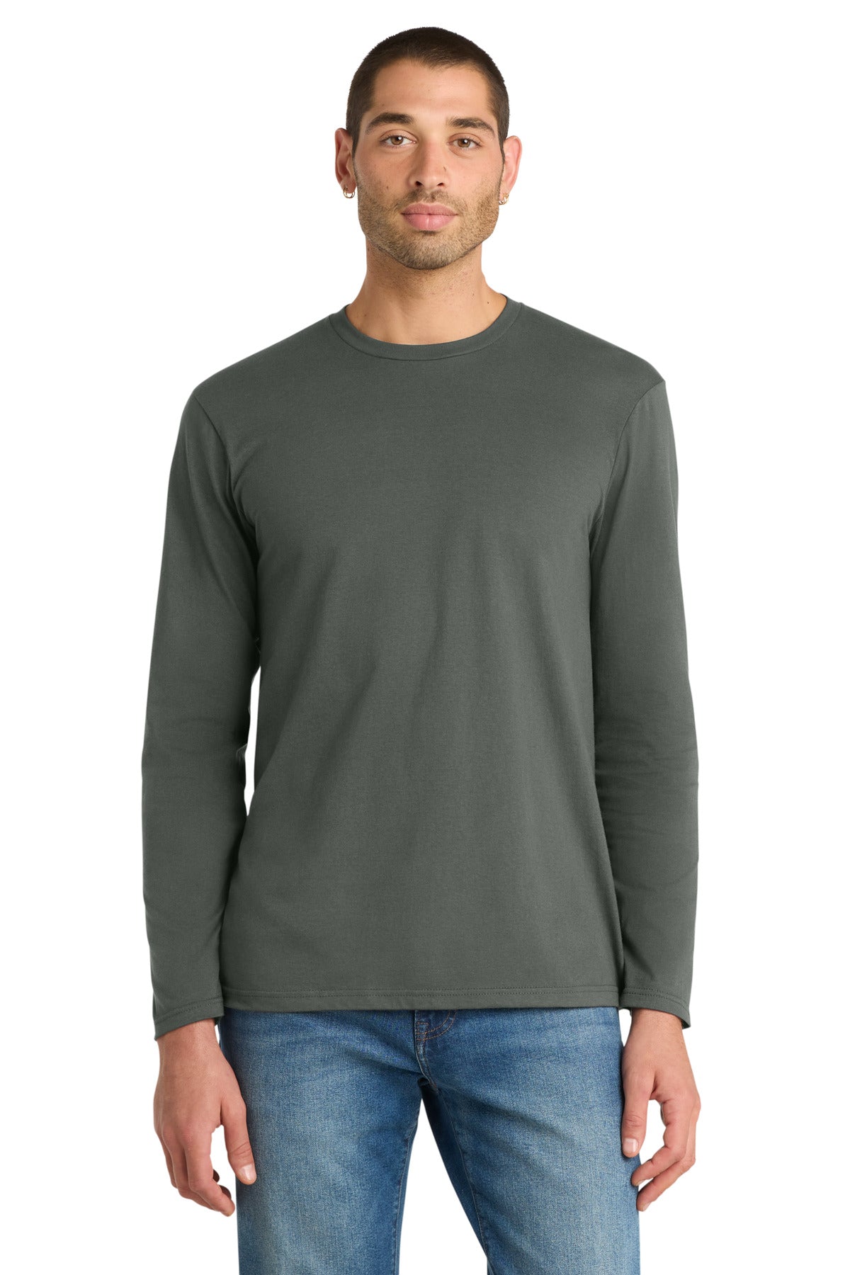 Custom logo District® Very Important Tee® Long Sleeve. DT6200 in Deepest Grey