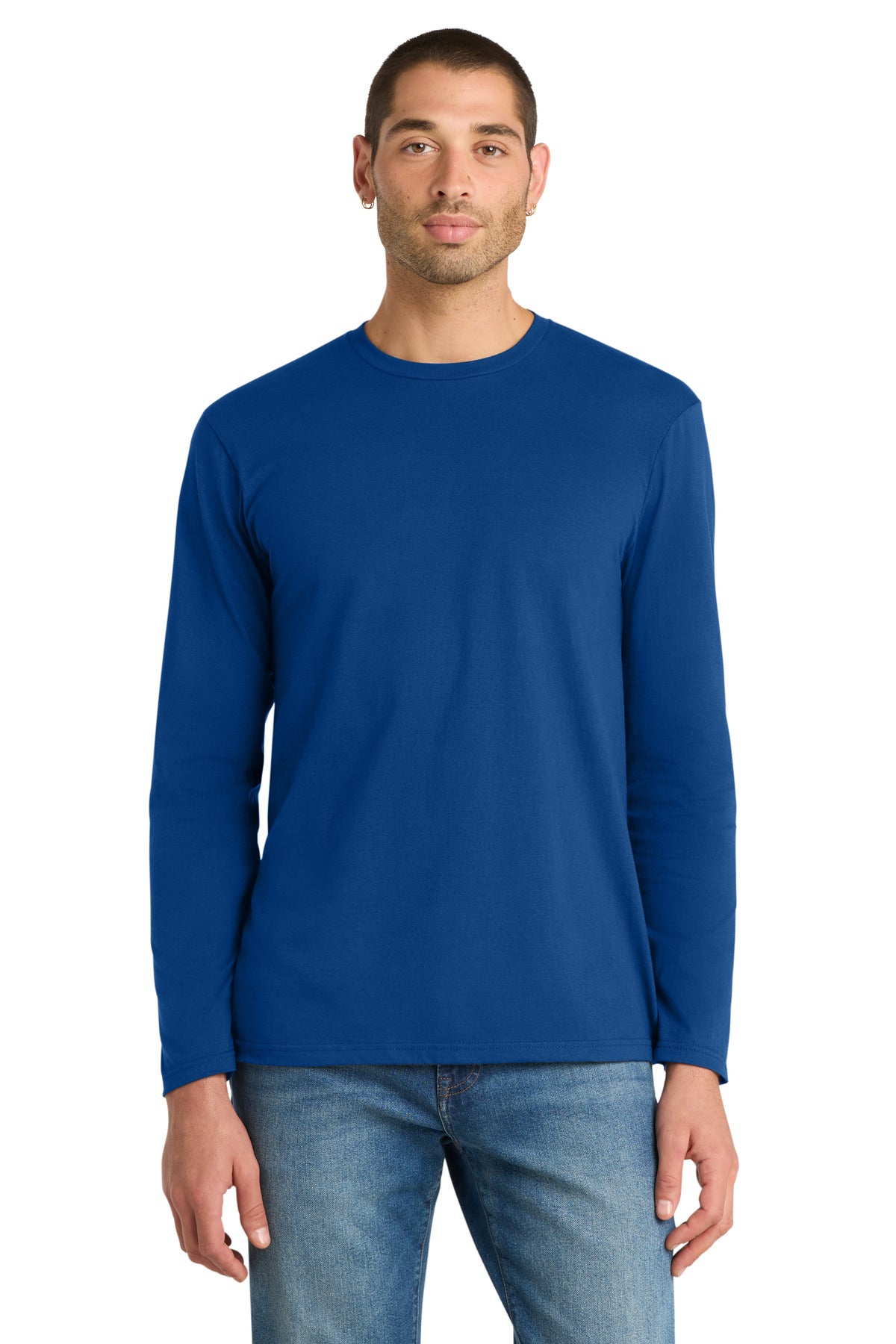 Custom logo District® Very Important Tee® Long Sleeve. DT6200 in Deep Royal