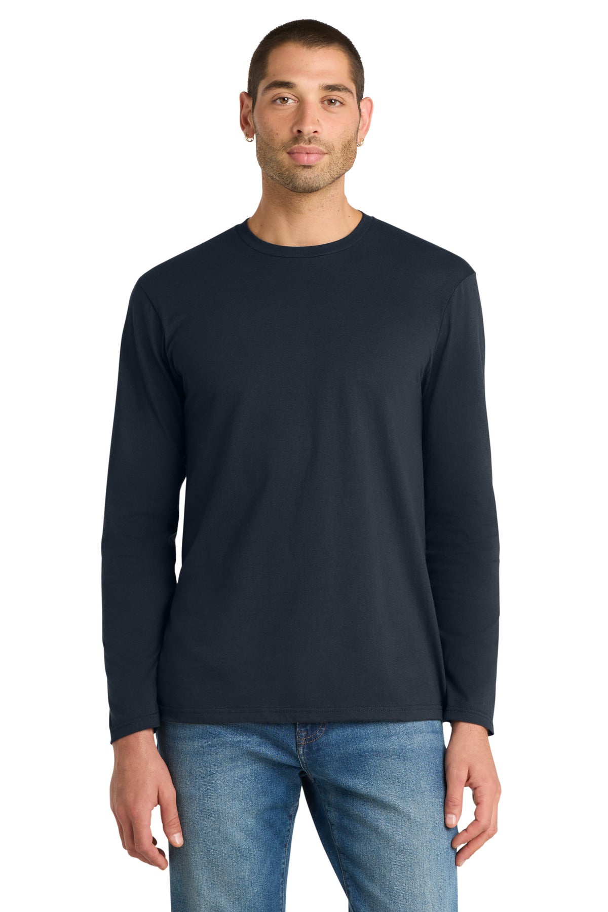 Custom logo District® Very Important Tee® Long Sleeve. DT6200 in New Navy