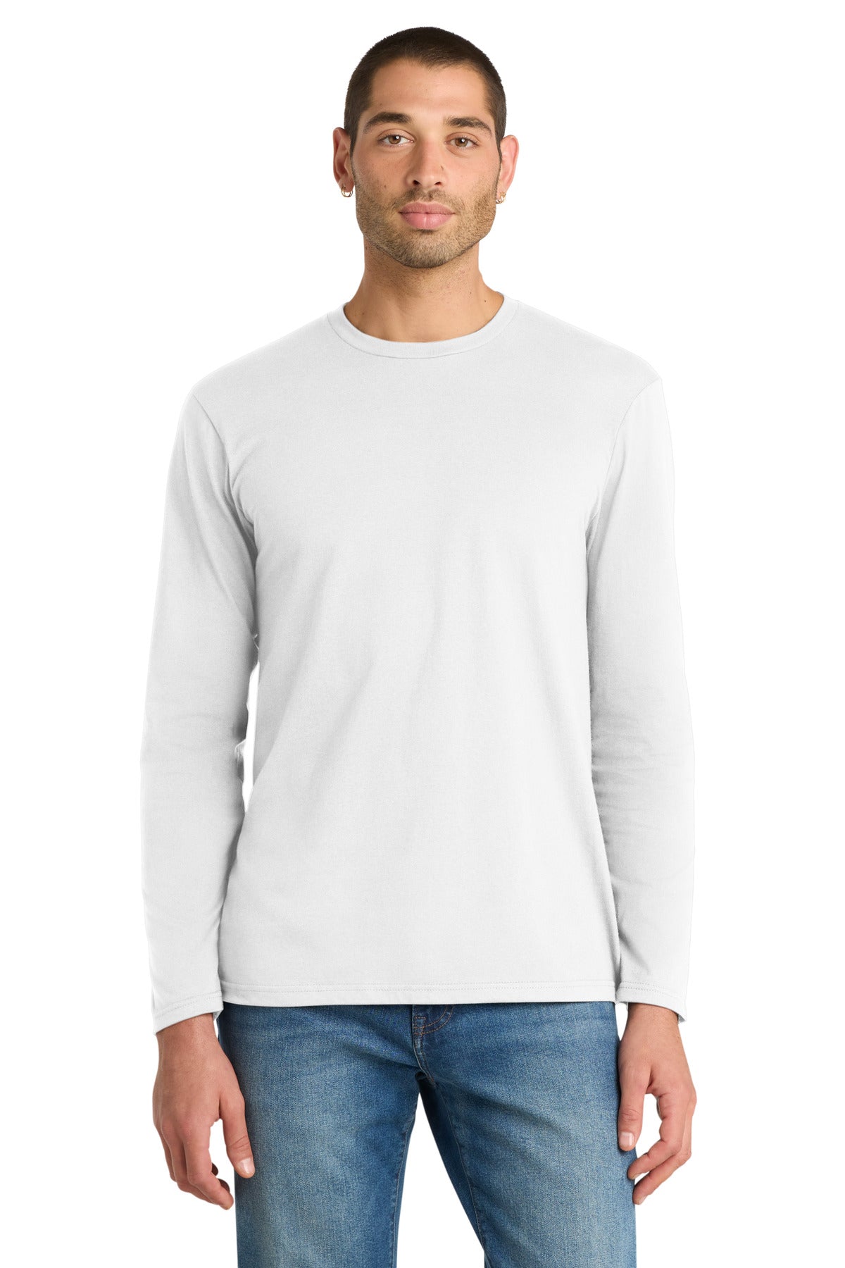 Custom logo District® Very Important Tee® Long Sleeve. DT6200 in White