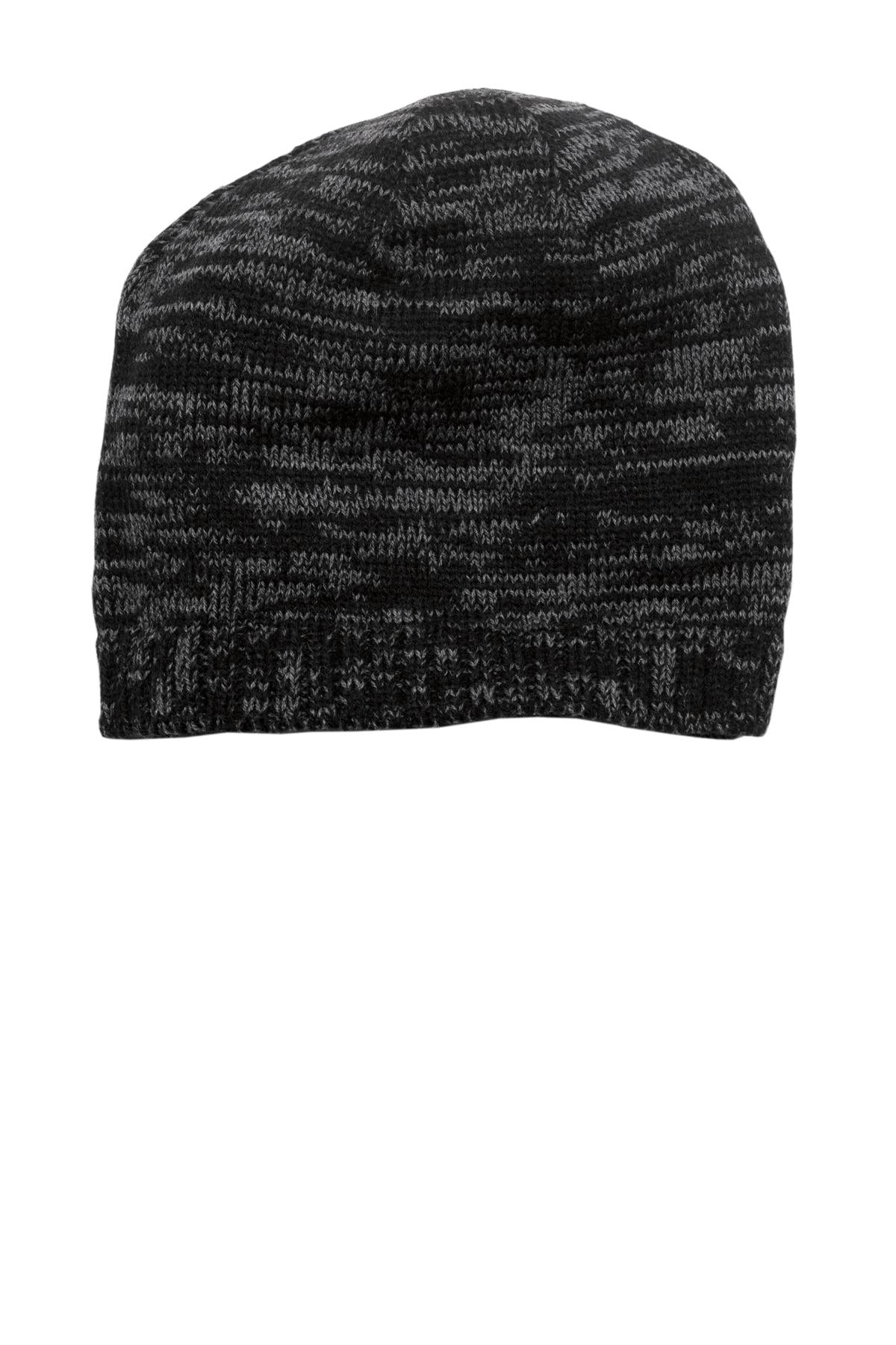 Custom logo District® Spaced-Dyed Beanie DT620 in Black/ Charcoal