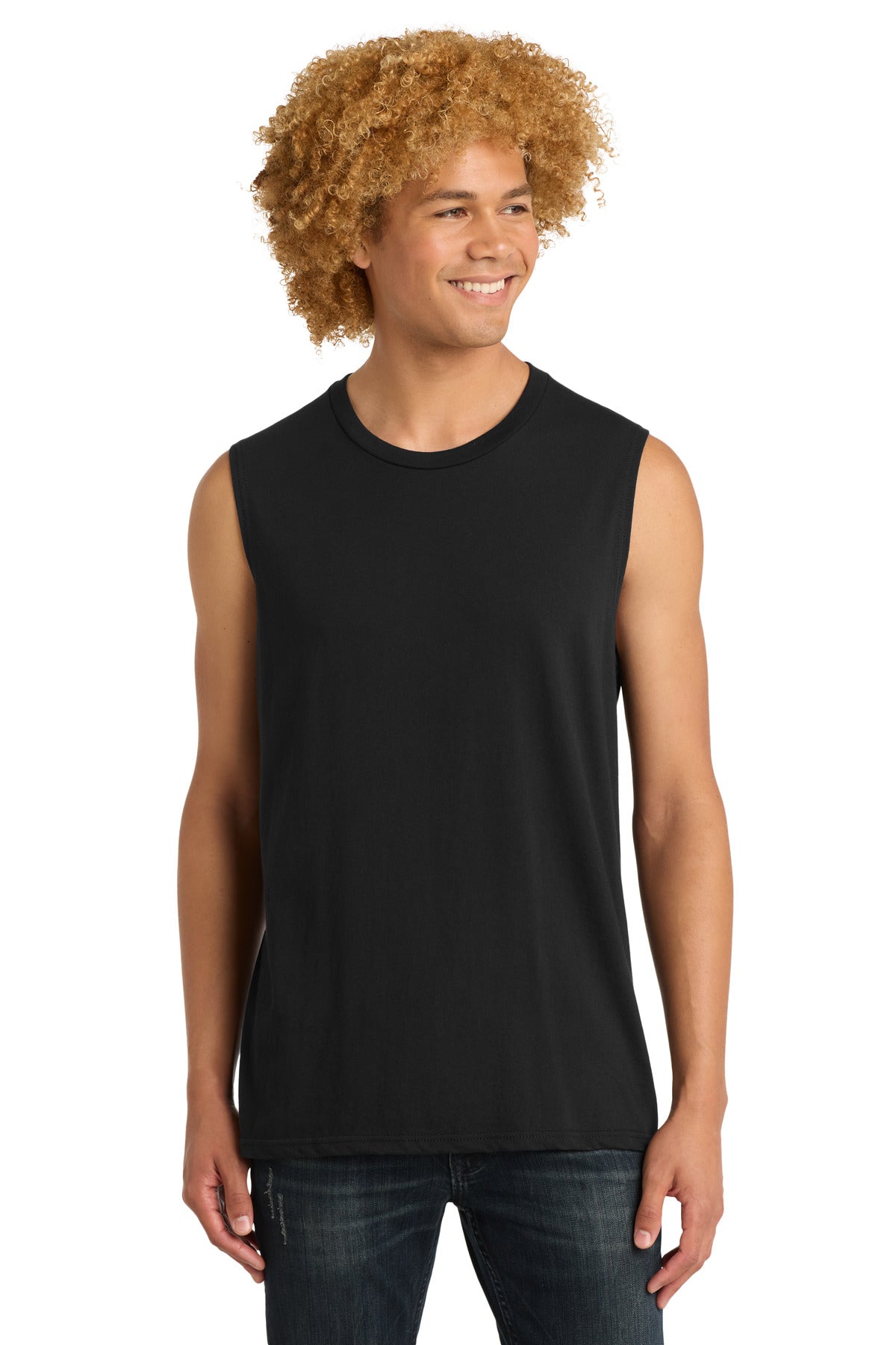 Custom logo District ® V.I.T.  ™ Muscle Tank. DT6300 in Black