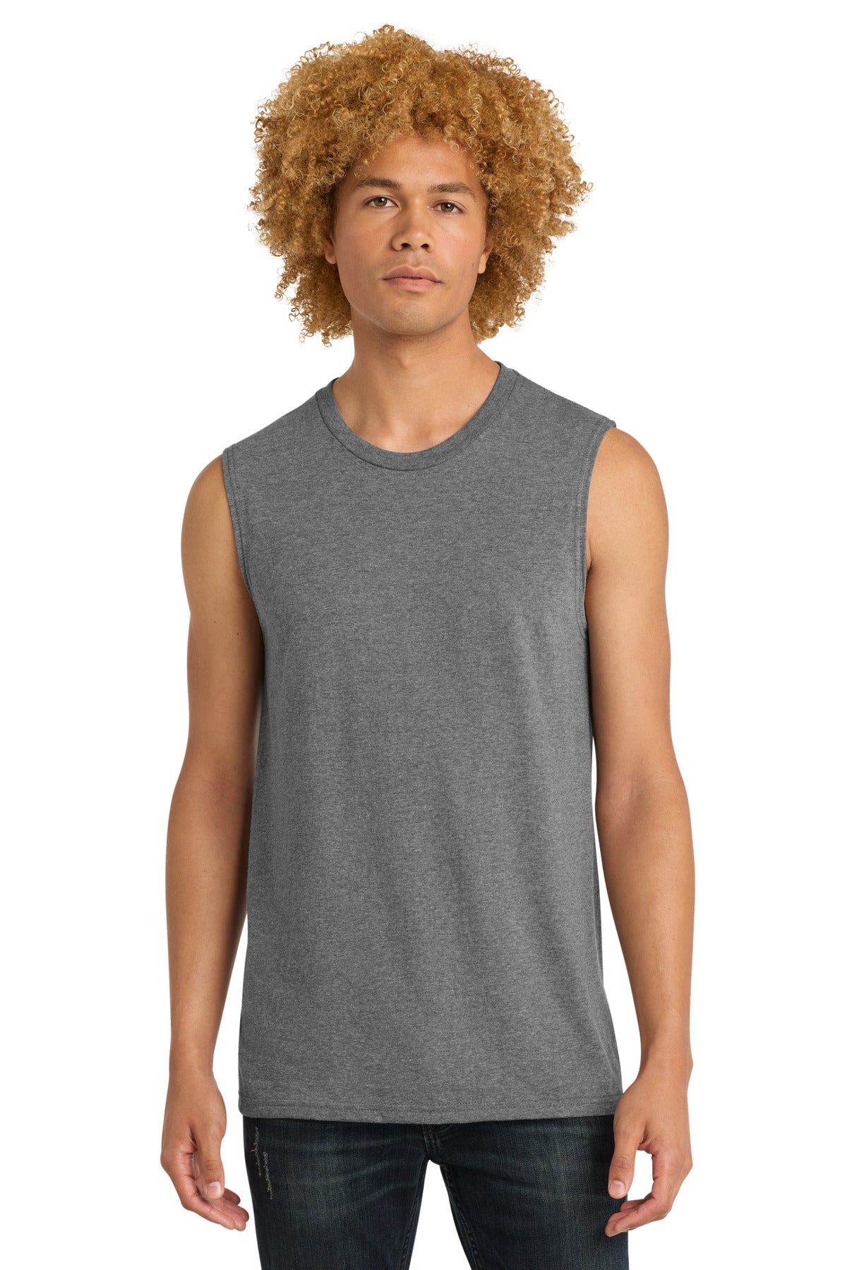 Custom logo District ® V.I.T.  ™ Muscle Tank. DT6300 in Grey Frost