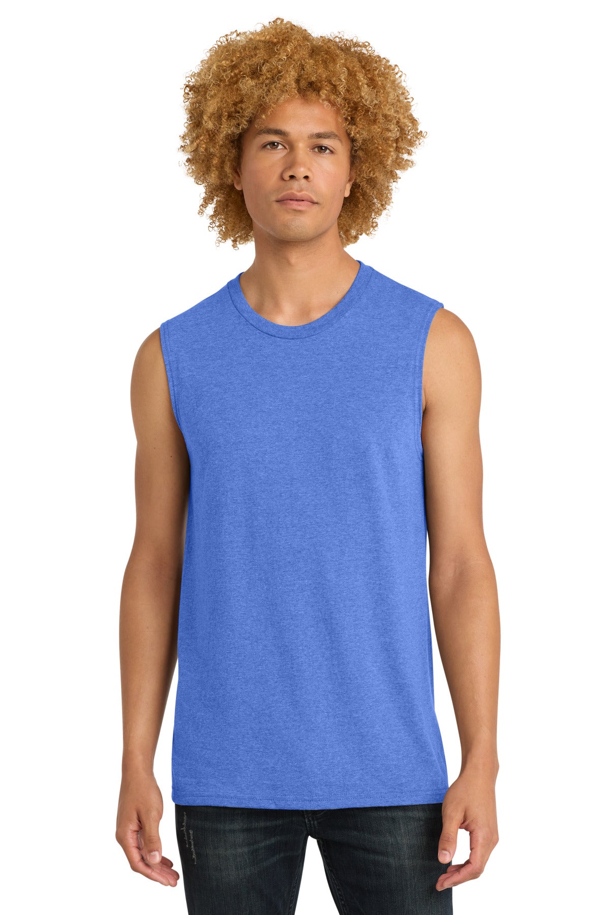 Custom logo District ® V.I.T.  ™ Muscle Tank. DT6300 in Royal Frost