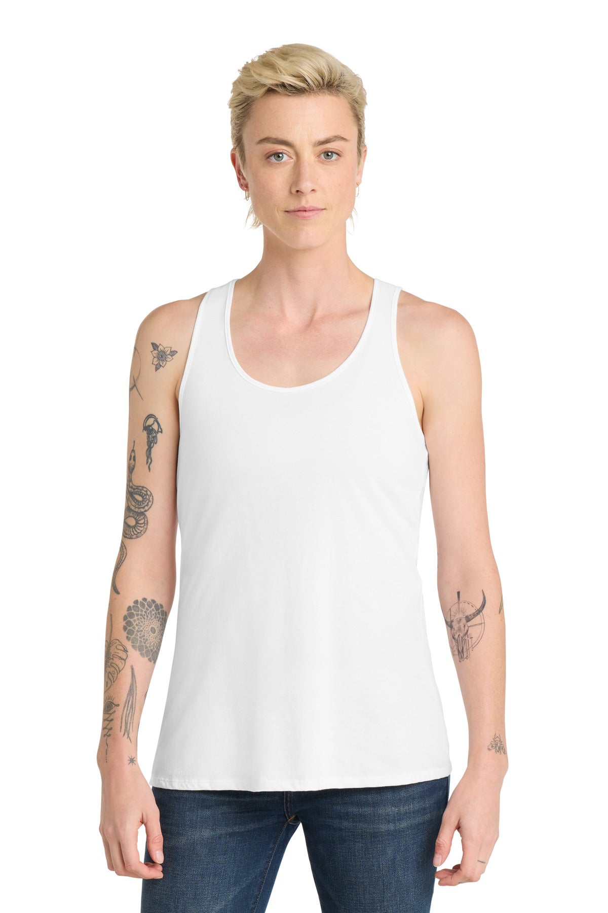 Custom logo District ® Women's V.I.T. ™ Racerback Tank. DT6302 in White