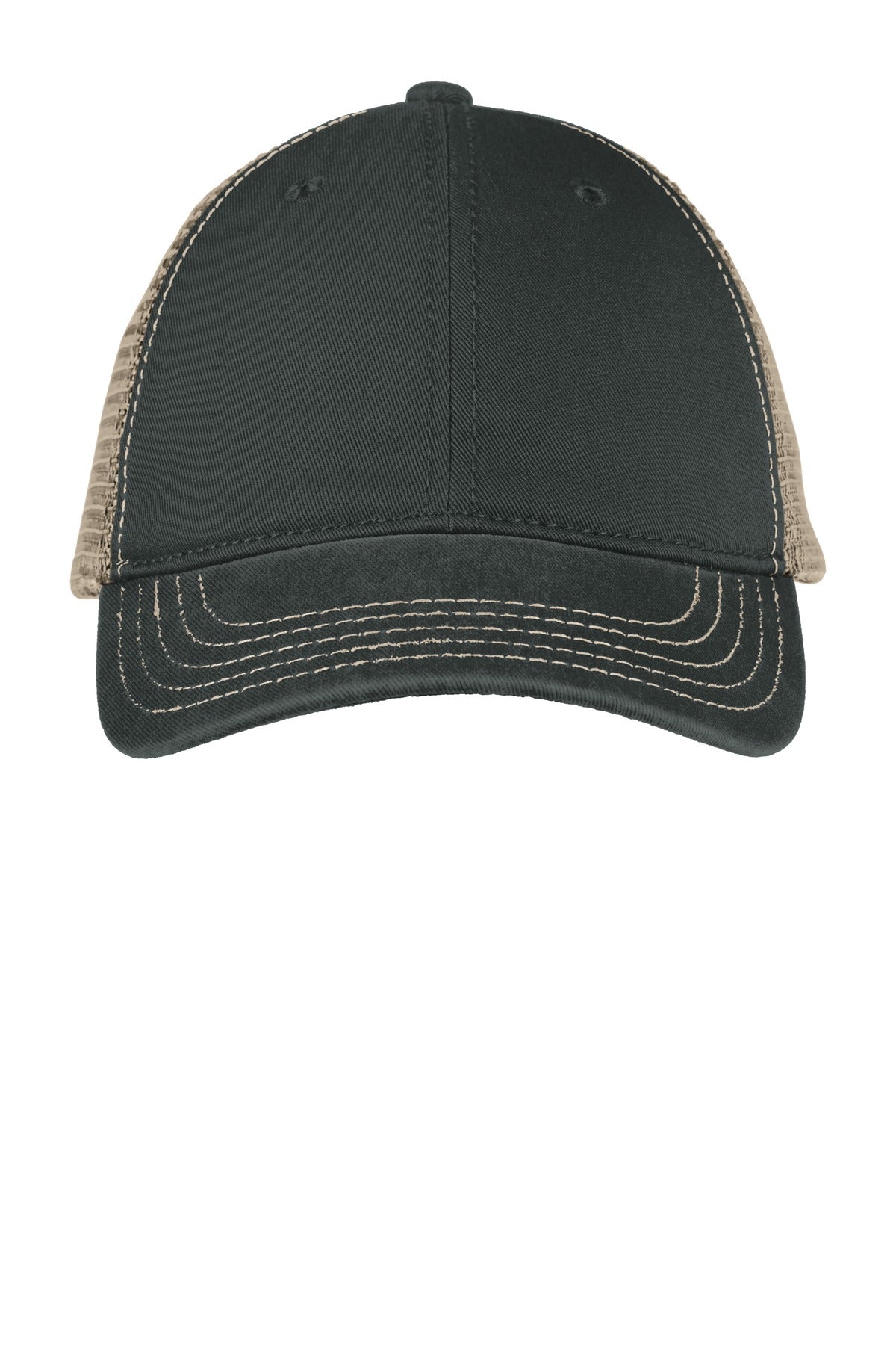 Custom logo District® Super Soft Mesh Back Cap. DT630 in Black/ Khaki