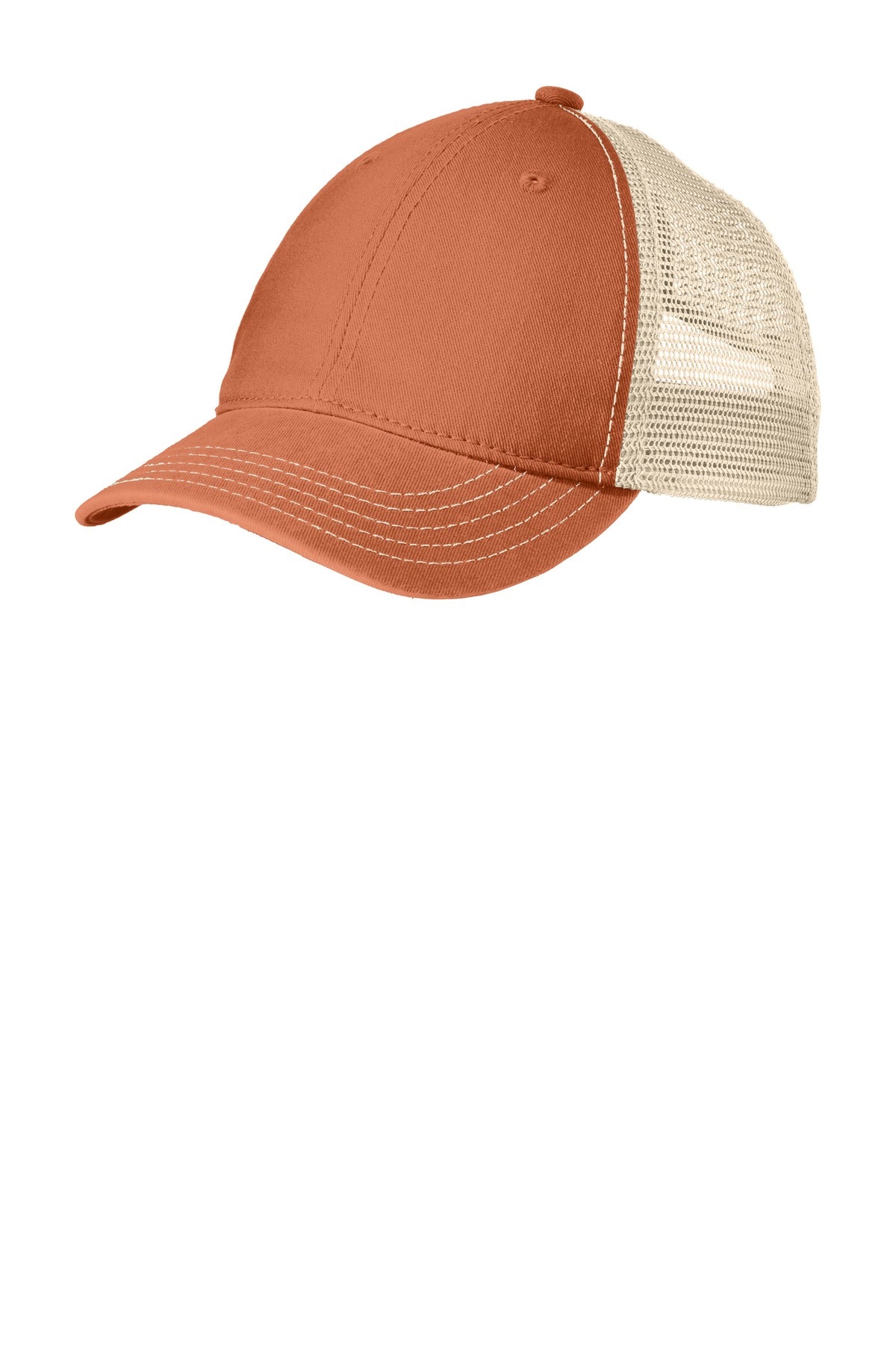 Custom logo District® Super Soft Mesh Back Cap. DT630 in Burnt Orange/ Stone