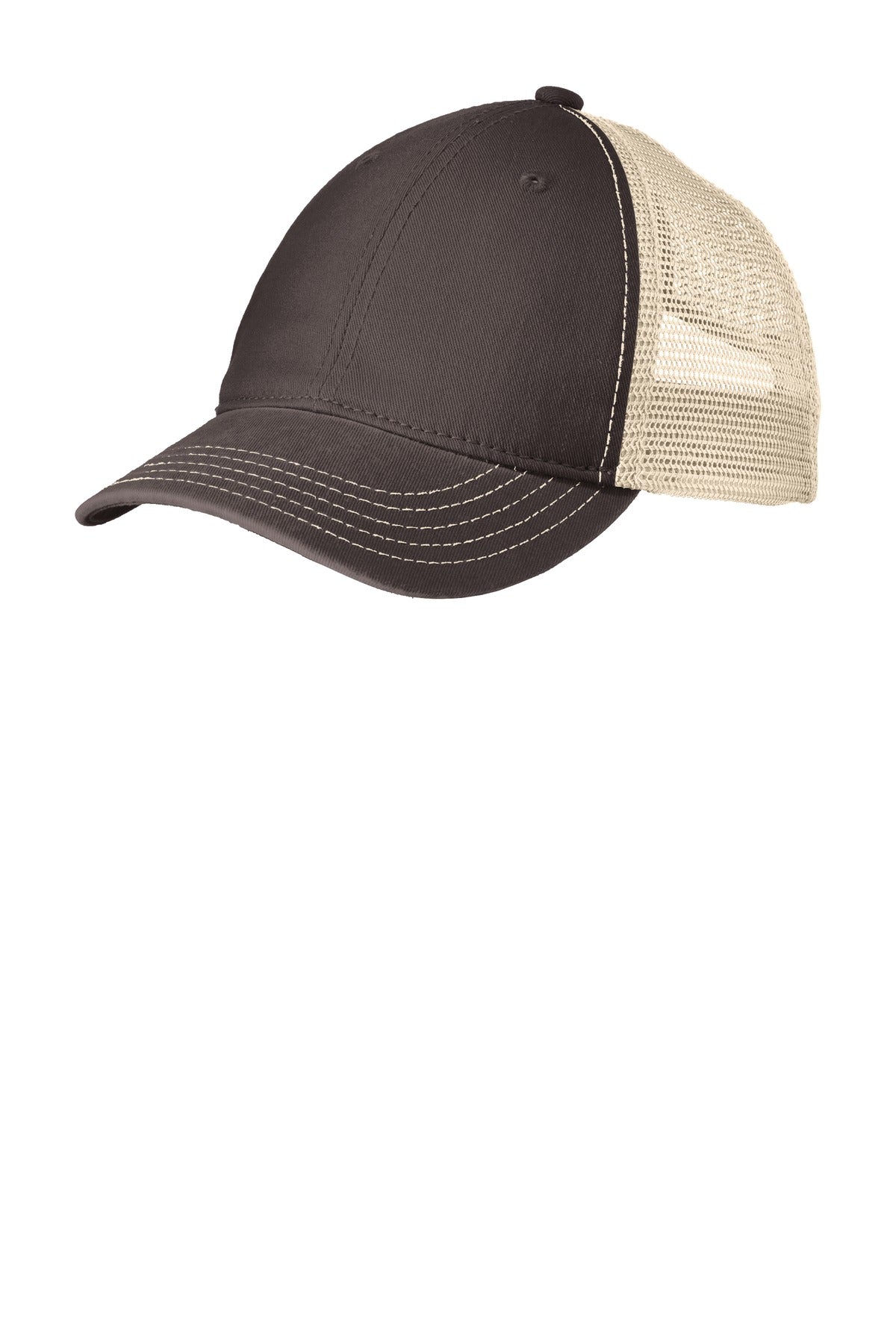Custom logo District® Super Soft Mesh Back Cap. DT630 in Chocolate Brown/ Stone