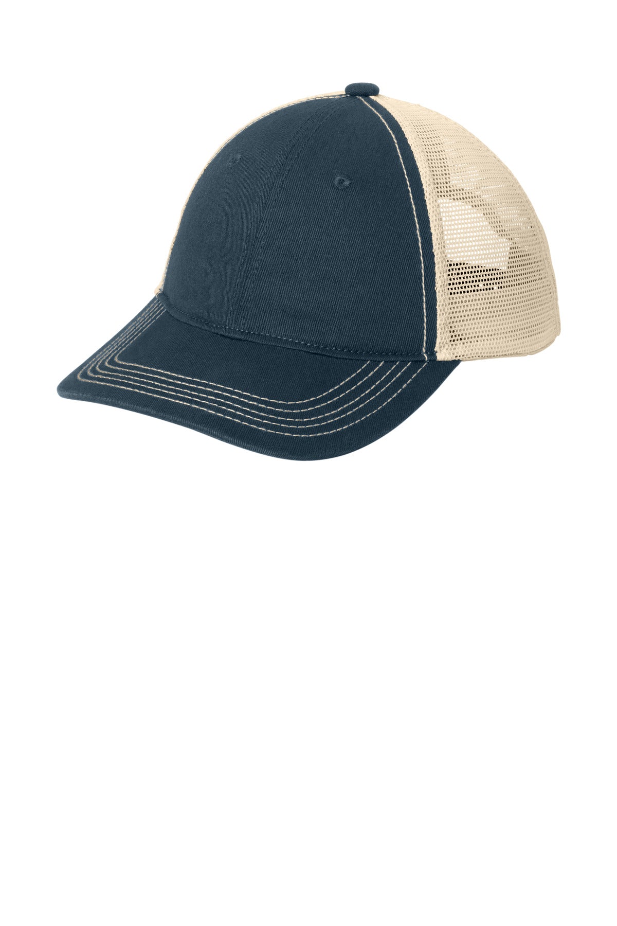 Custom logo District® Super Soft Mesh Back Cap. DT630 in New Navy/ Stone