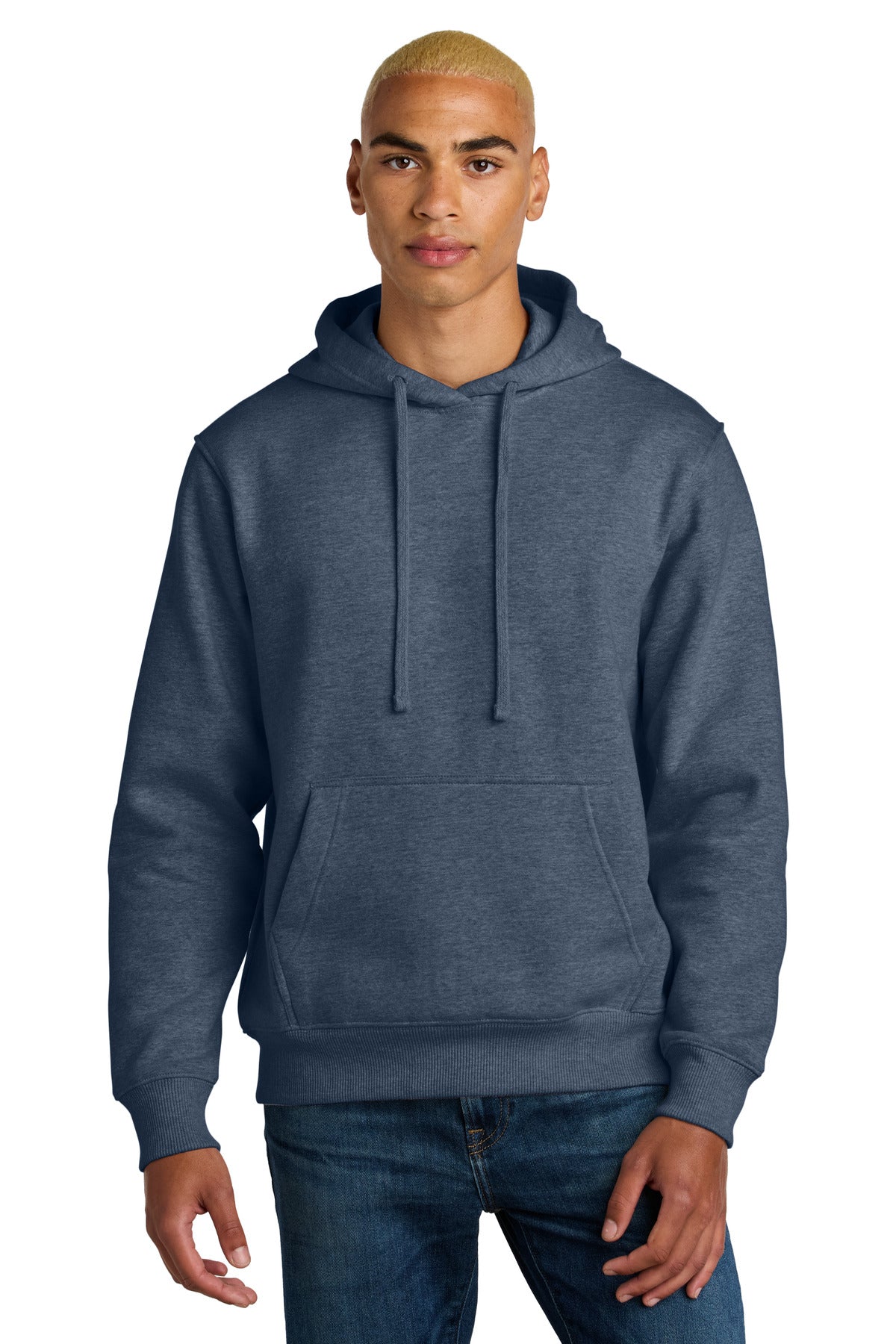 Custom logo District® V.I.T.™ Super Heavyweight Fleece Hoodie DT6600 in Navy Heather