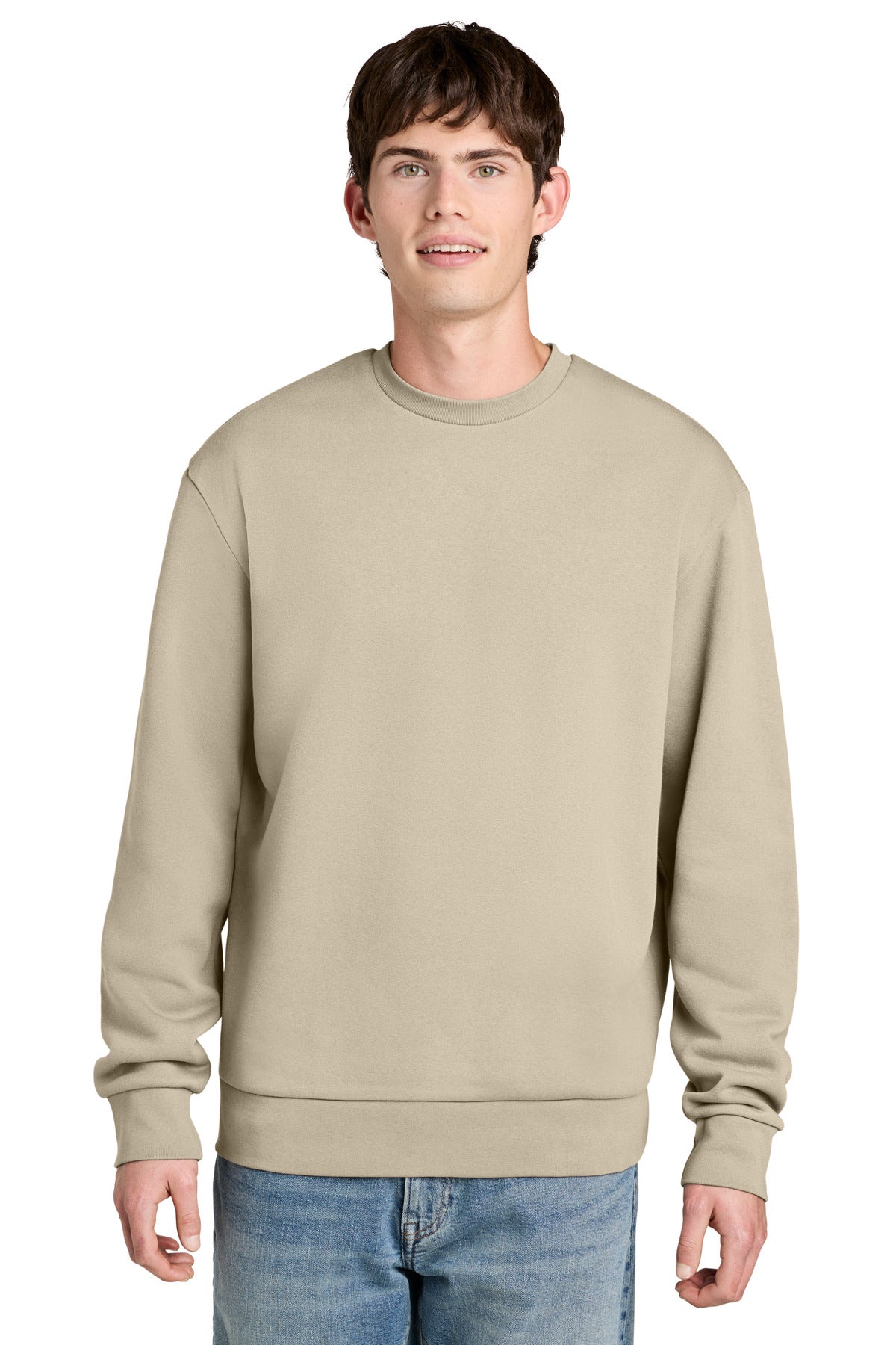 Custom logo District® MelloFleece Crew DT6704 in Chai