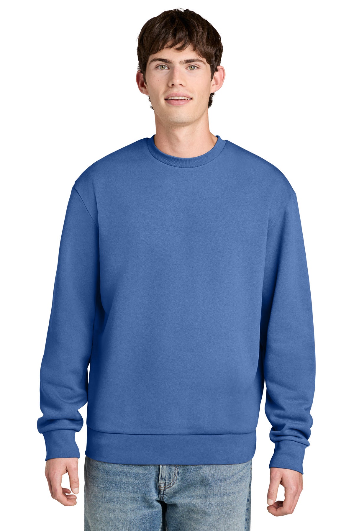 Custom logo District® MelloFleece Crew DT6704 in Cornflower Blue