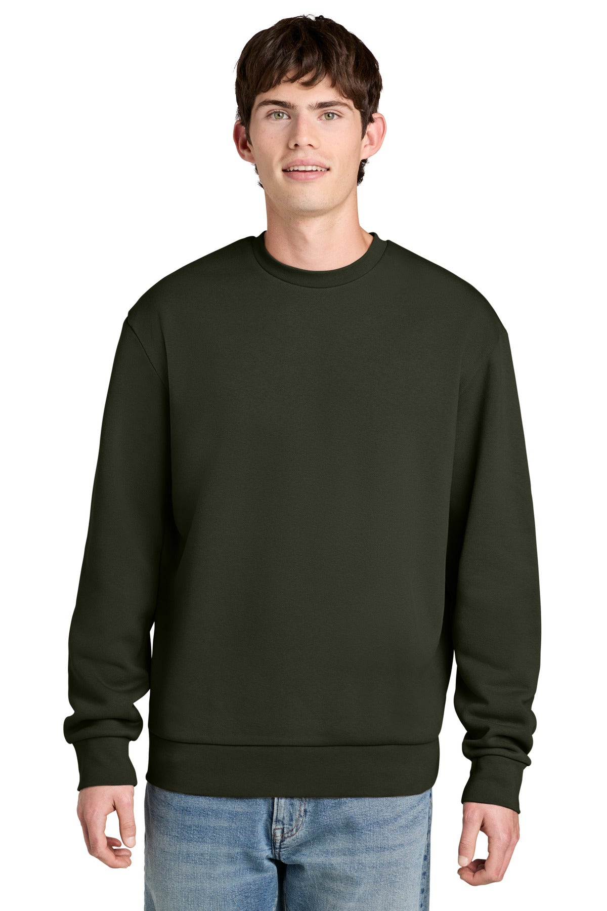 Custom logo District® MelloFleece Crew DT6704 in Dark Olive