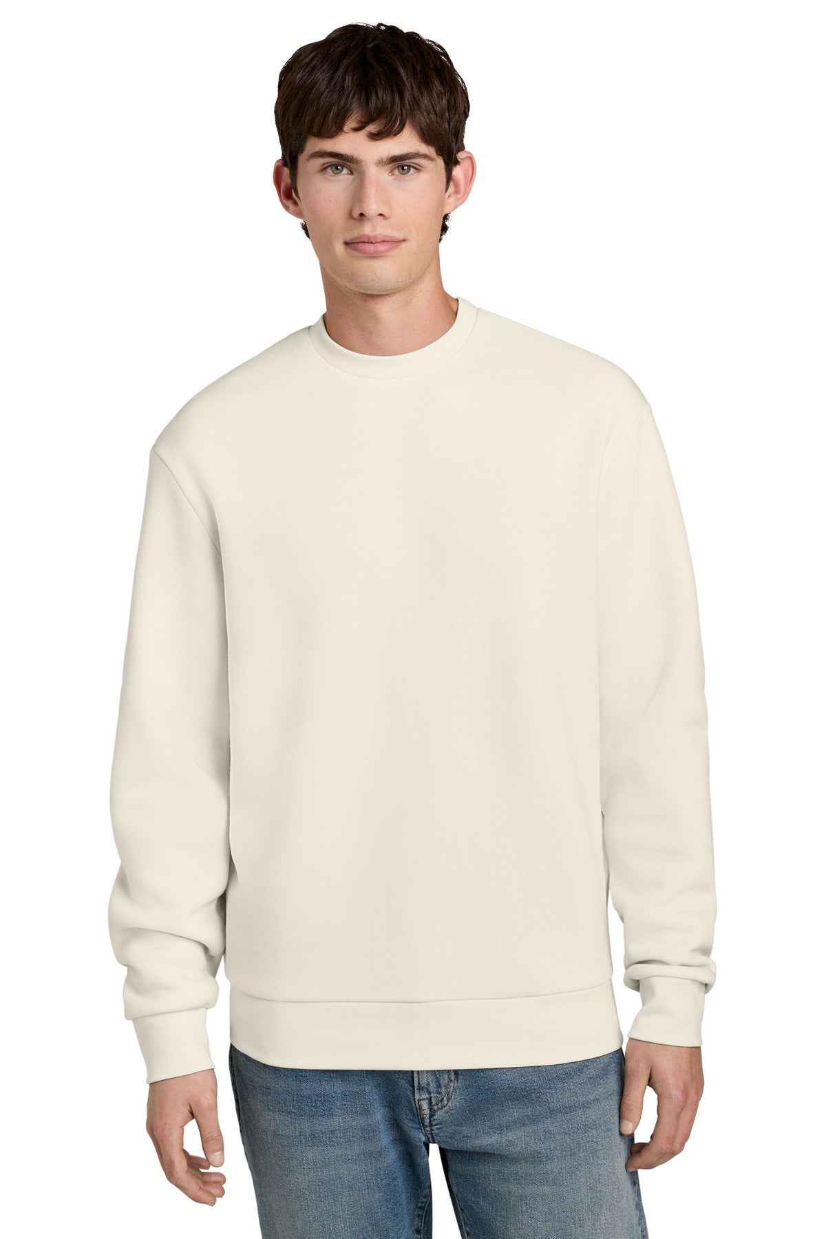 Custom logo District® MelloFleece Crew DT6704 in Ivory