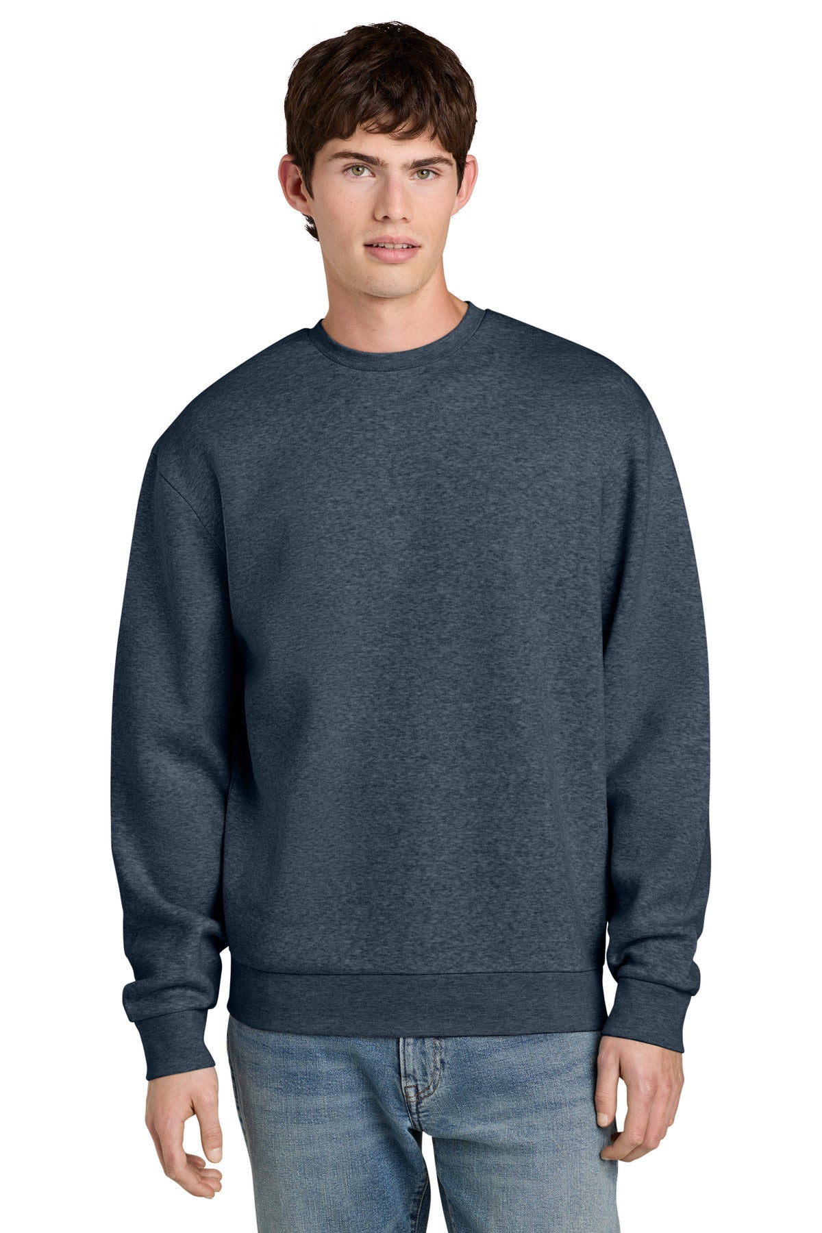 Custom logo District® MelloFleece Crew DT6704 in Navy Heather
