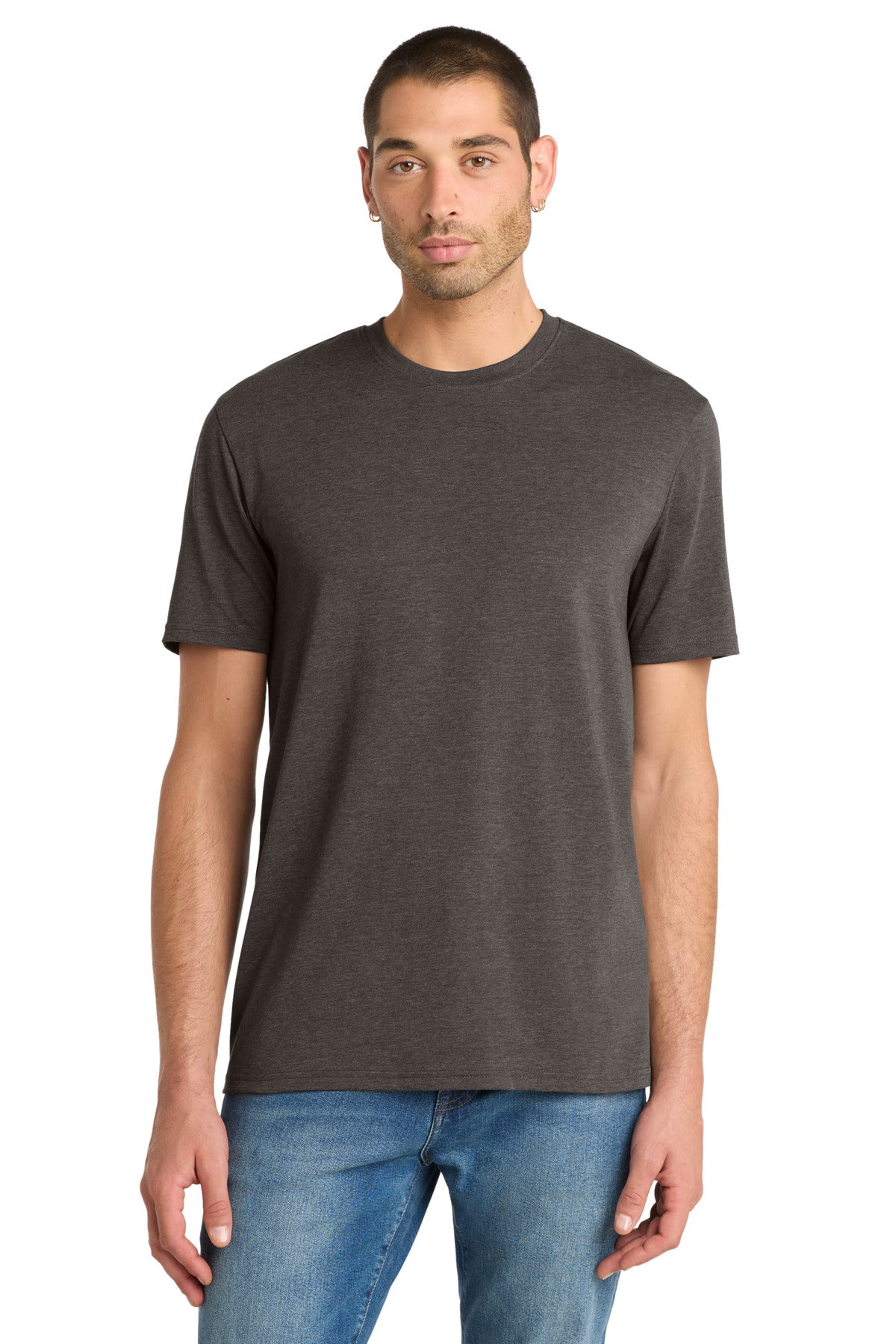 Custom logo District ® Flex Tee DT7500 in Heathered Charcoal