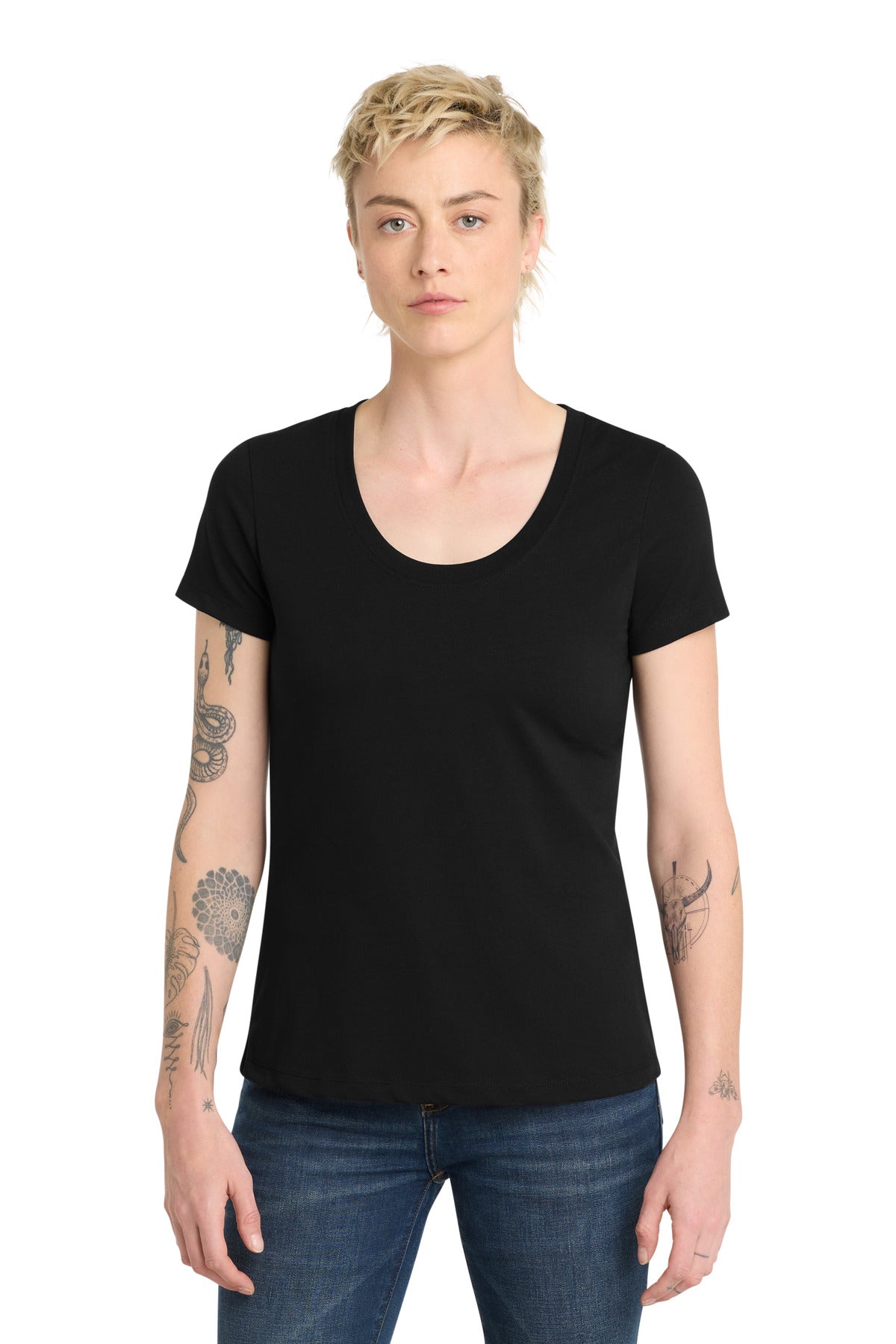 Custom logo District ® Women's Flex Scoop Neck Tee DT7501 in Black