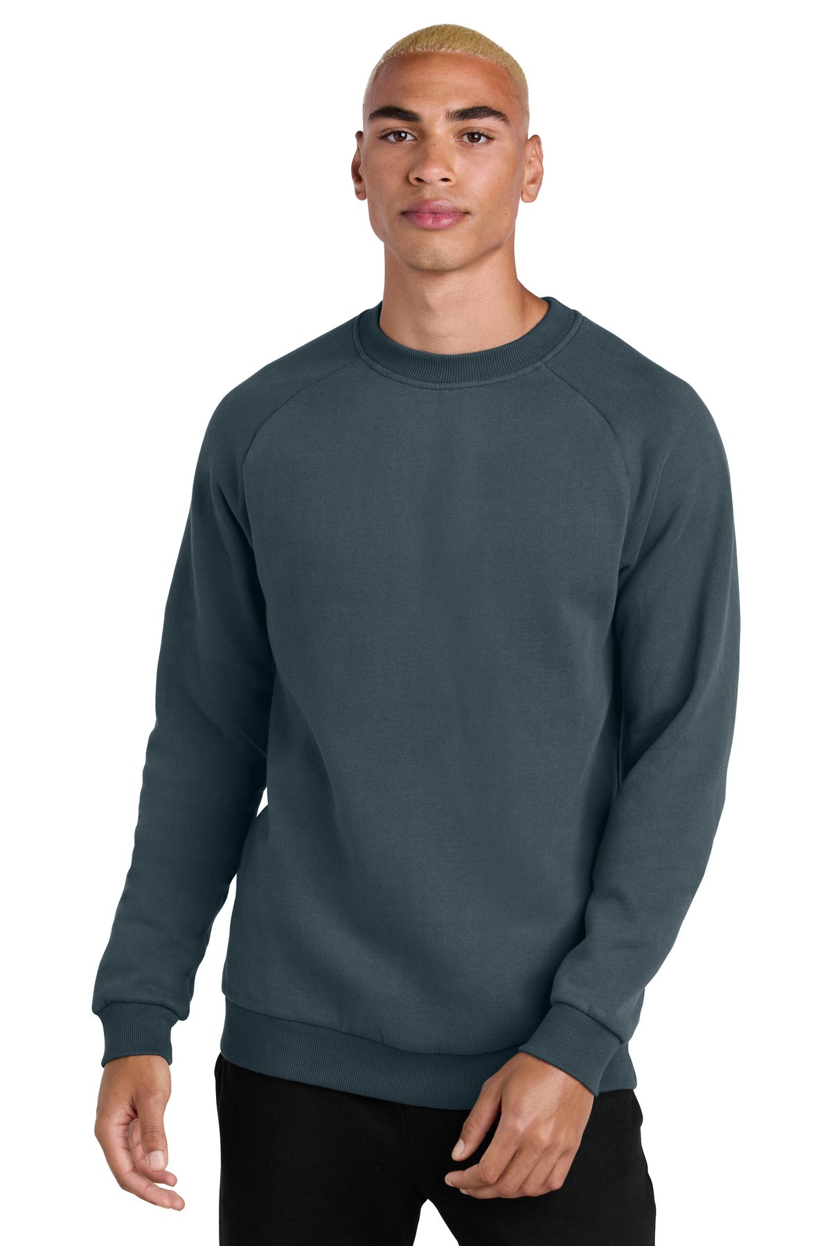 Custom logo District® Cloud Fleece Crew DT7804 in Deep Steel Blue