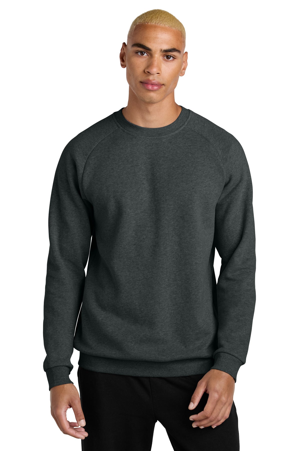 Custom logo District® Cloud Fleece Crew DT7804 in Heathered Charcoal