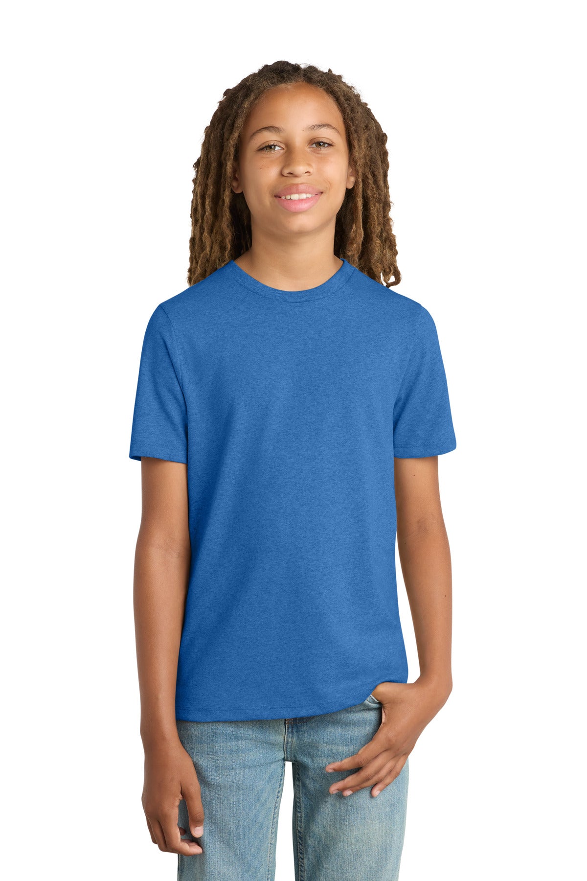 Custom logo District ® Youth Re-Tee ® DT8000Y in Blue Heather