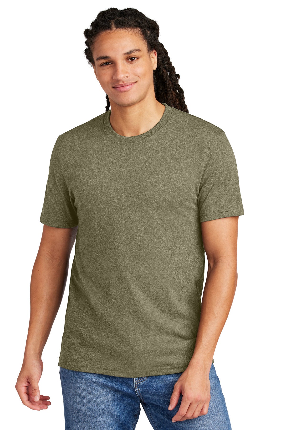 Custom logo District ® Re-Tee ™ DT8000 in Light Olive Heather