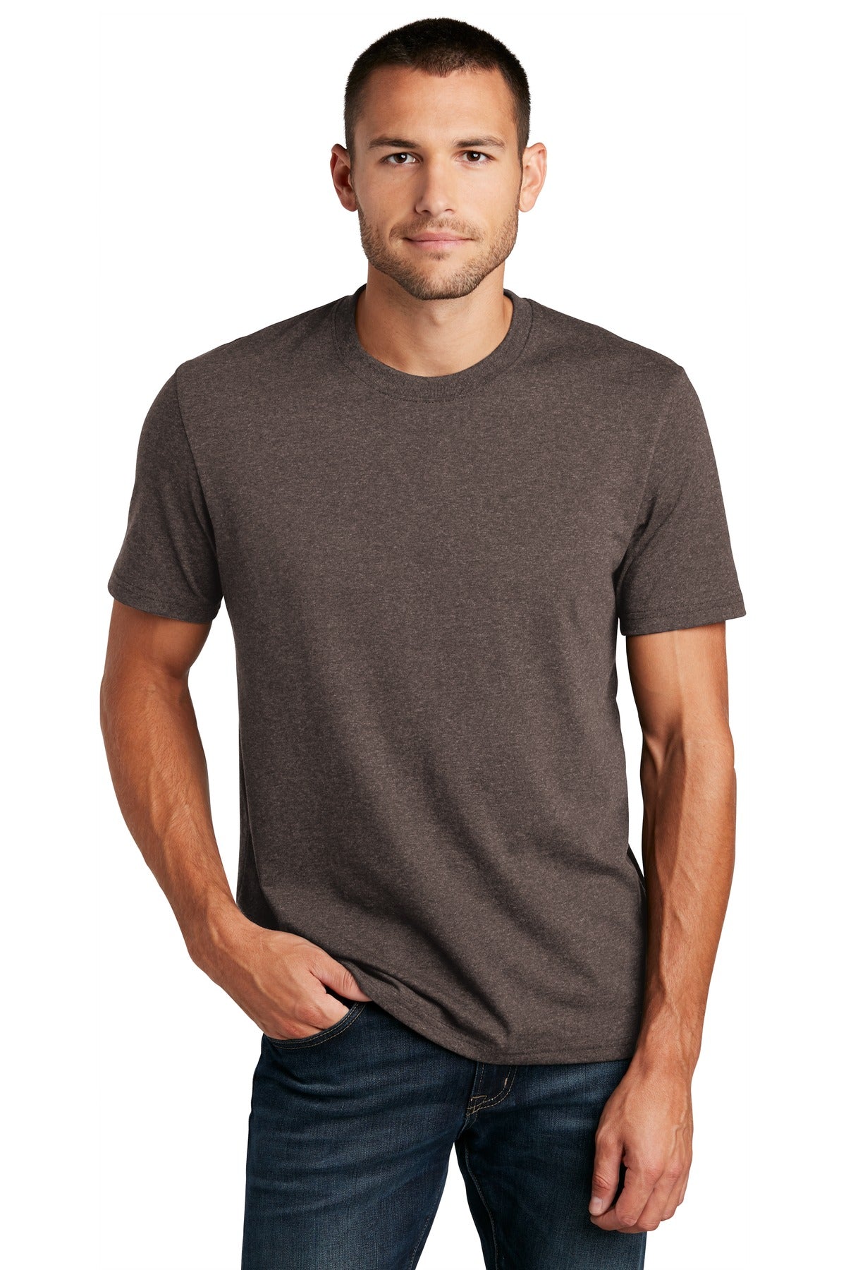 Custom logo District ® Re-Tee ™ DT8000 in Deep Brown Heather