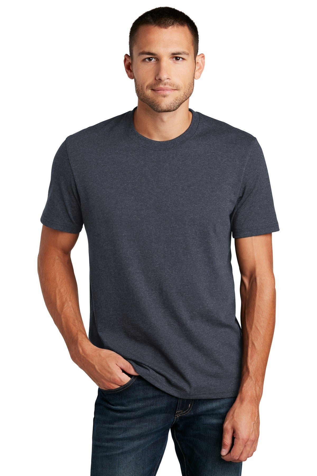 Custom logo District ® Re-Tee ™ DT8000 in Heathered Navy