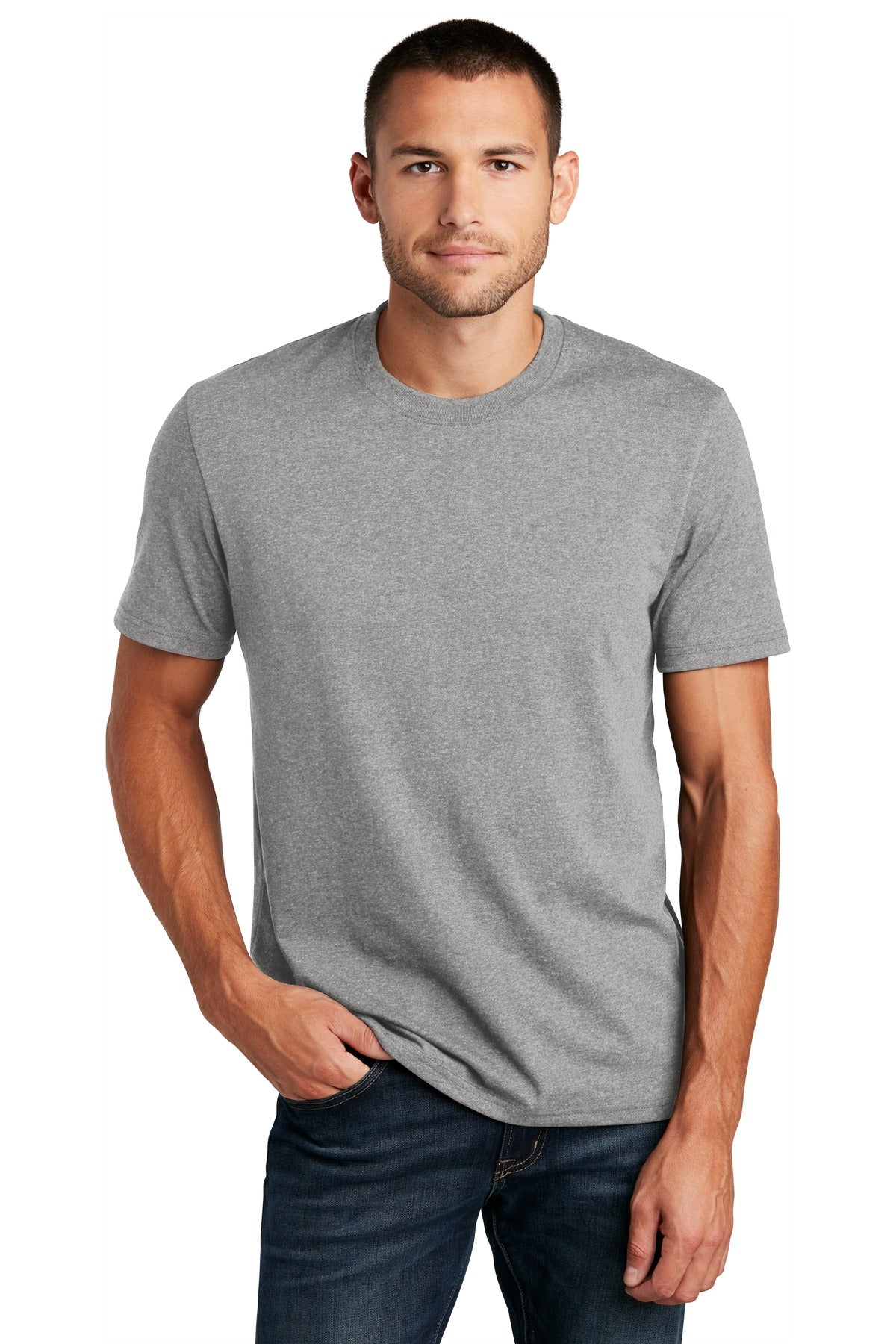 Custom logo District ® Re-Tee ™ DT8000 in Light Heather Grey