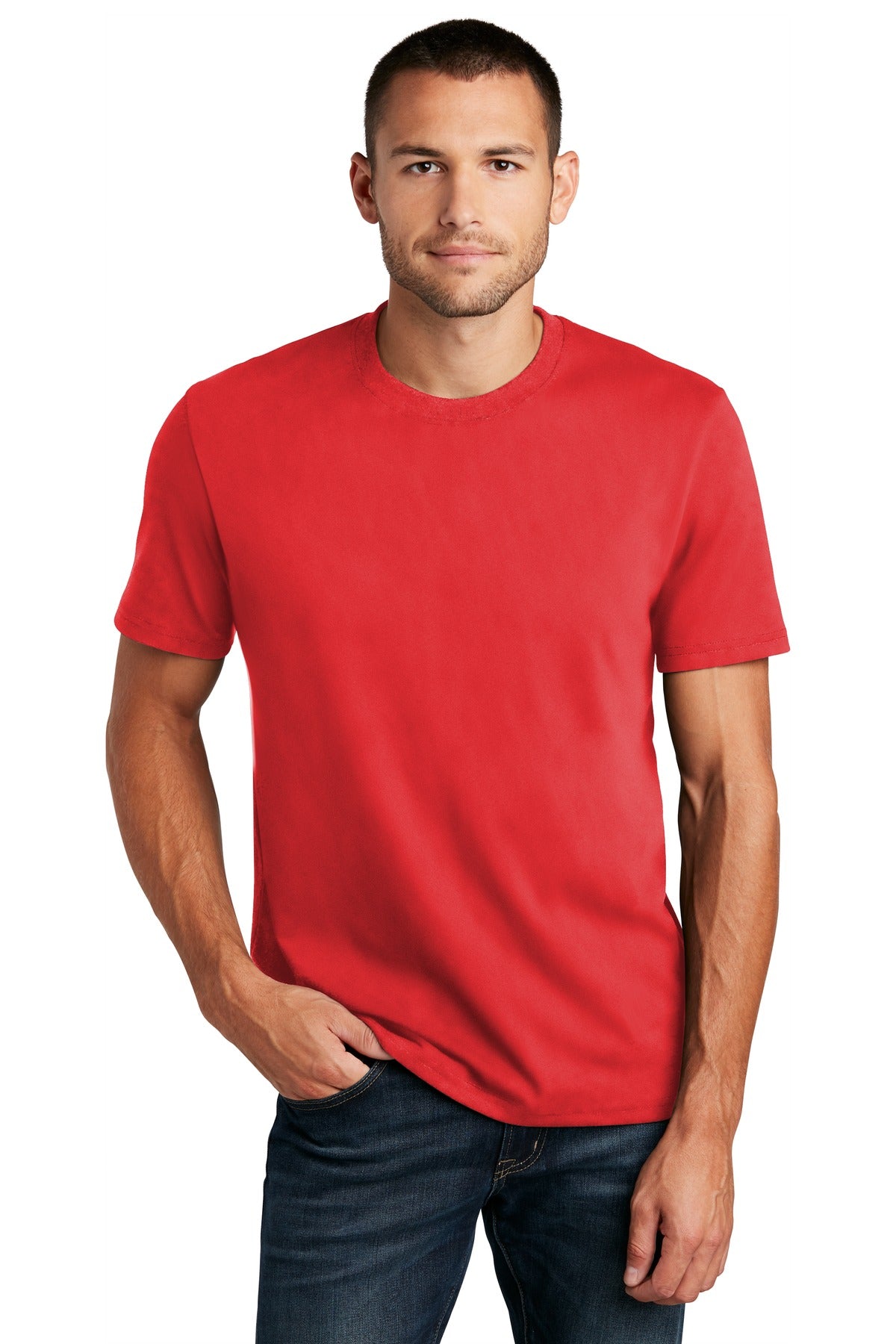 Custom logo District ® Re-Tee ™ DT8000 in Ruby Red