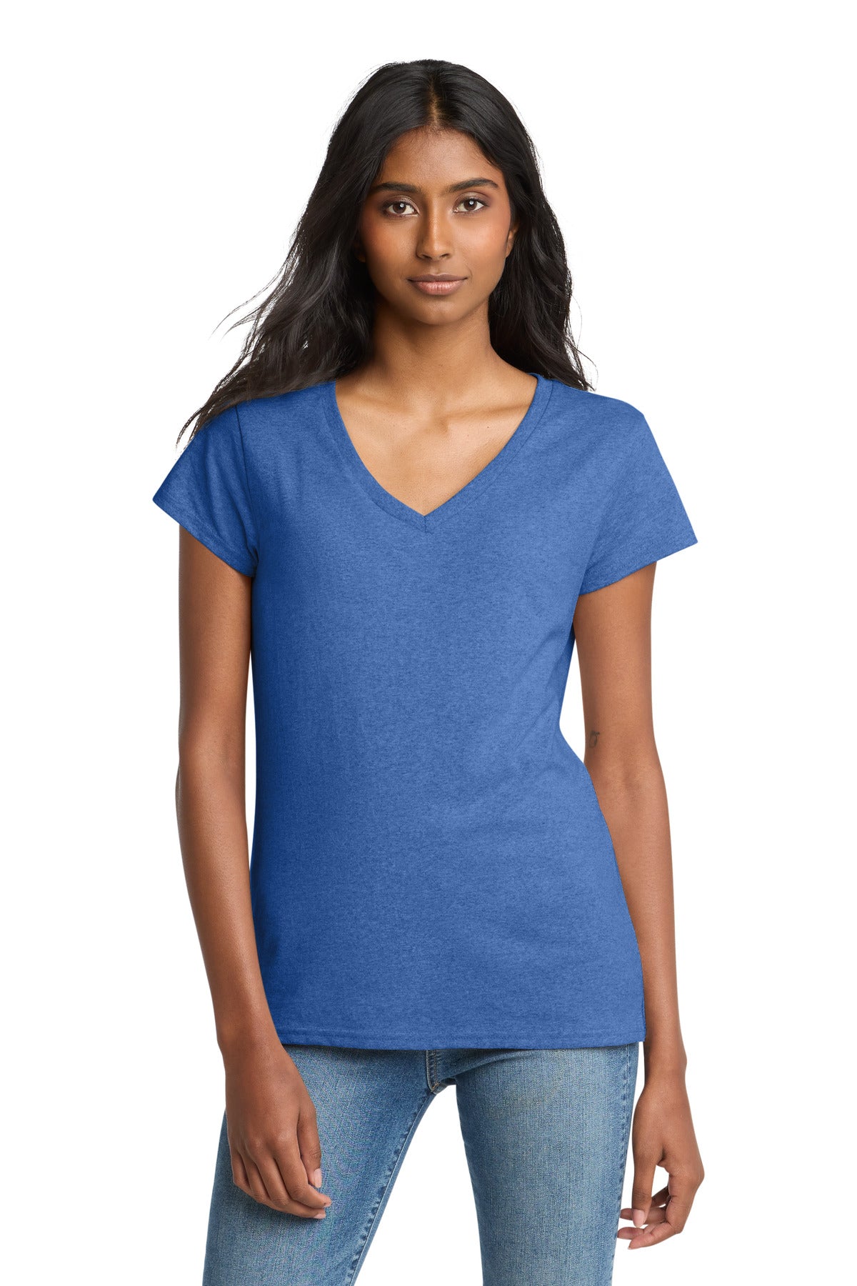 Custom logo District ® Women's Re-Tee ™ V-Neck DT8001 in Blue Heather