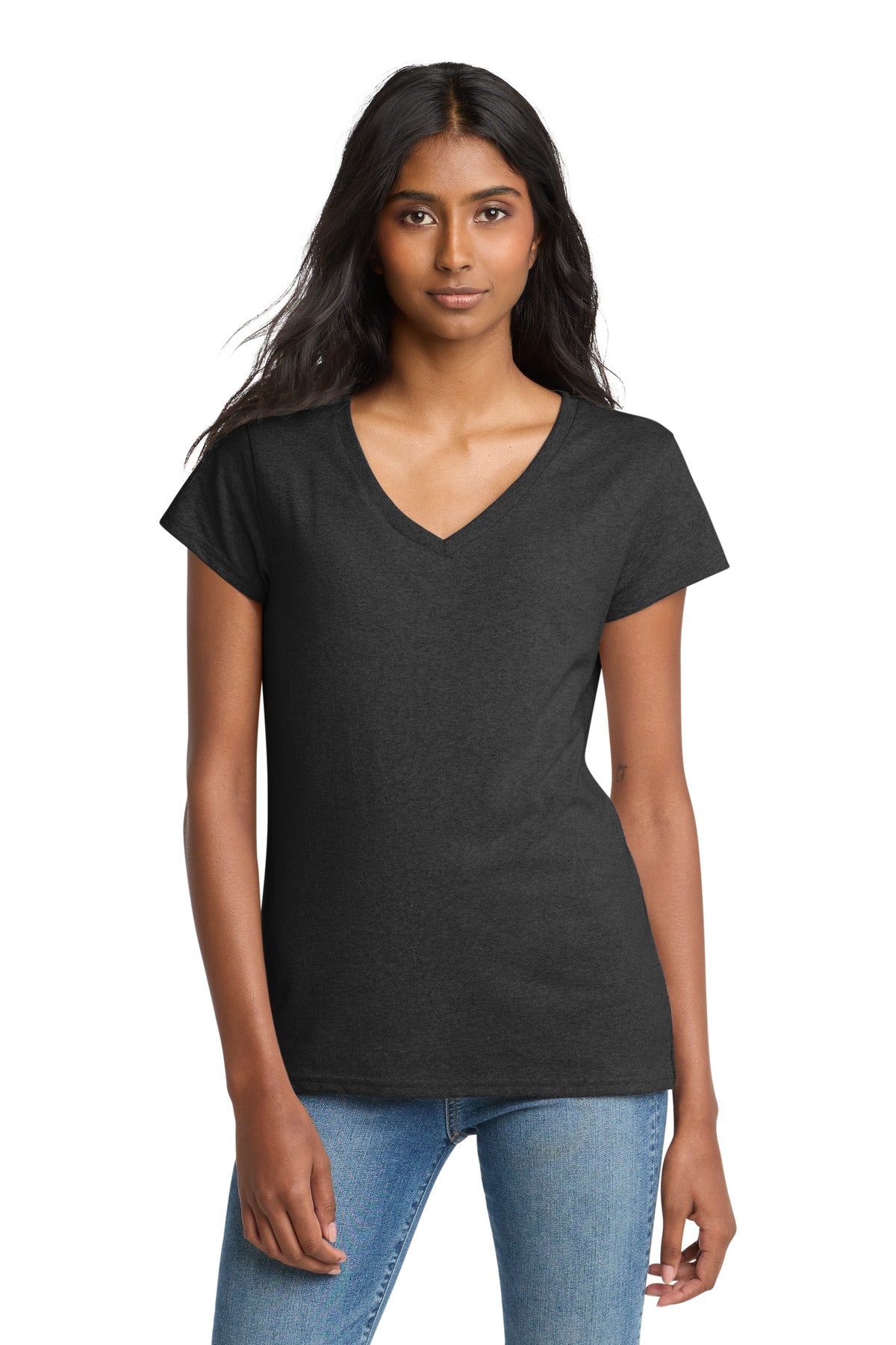 Custom logo District ® Women's Re-Tee ™ V-Neck DT8001 in Charcoal Heather