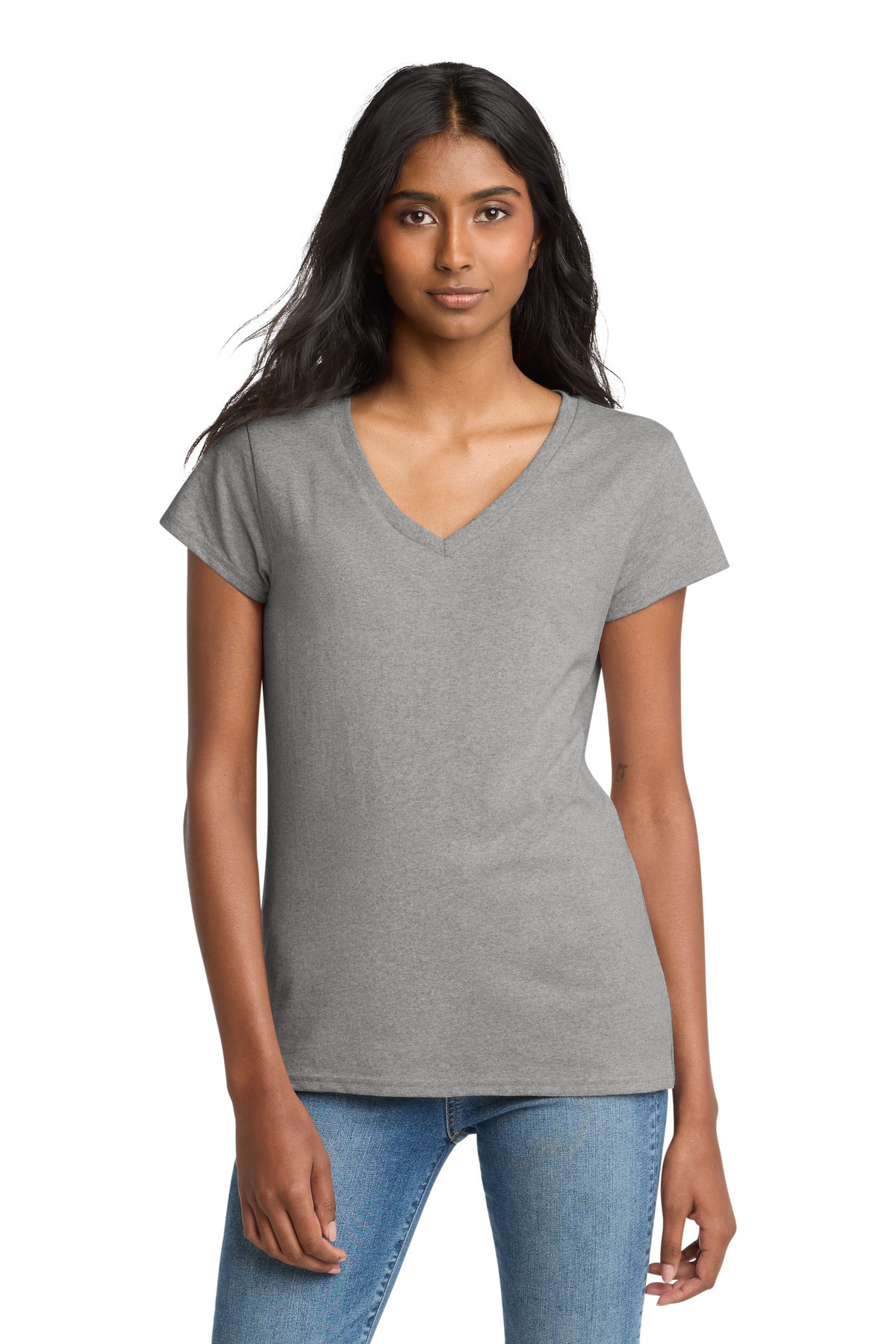 Custom logo District ® Women's Re-Tee ™ V-Neck DT8001 in Light Heather Grey